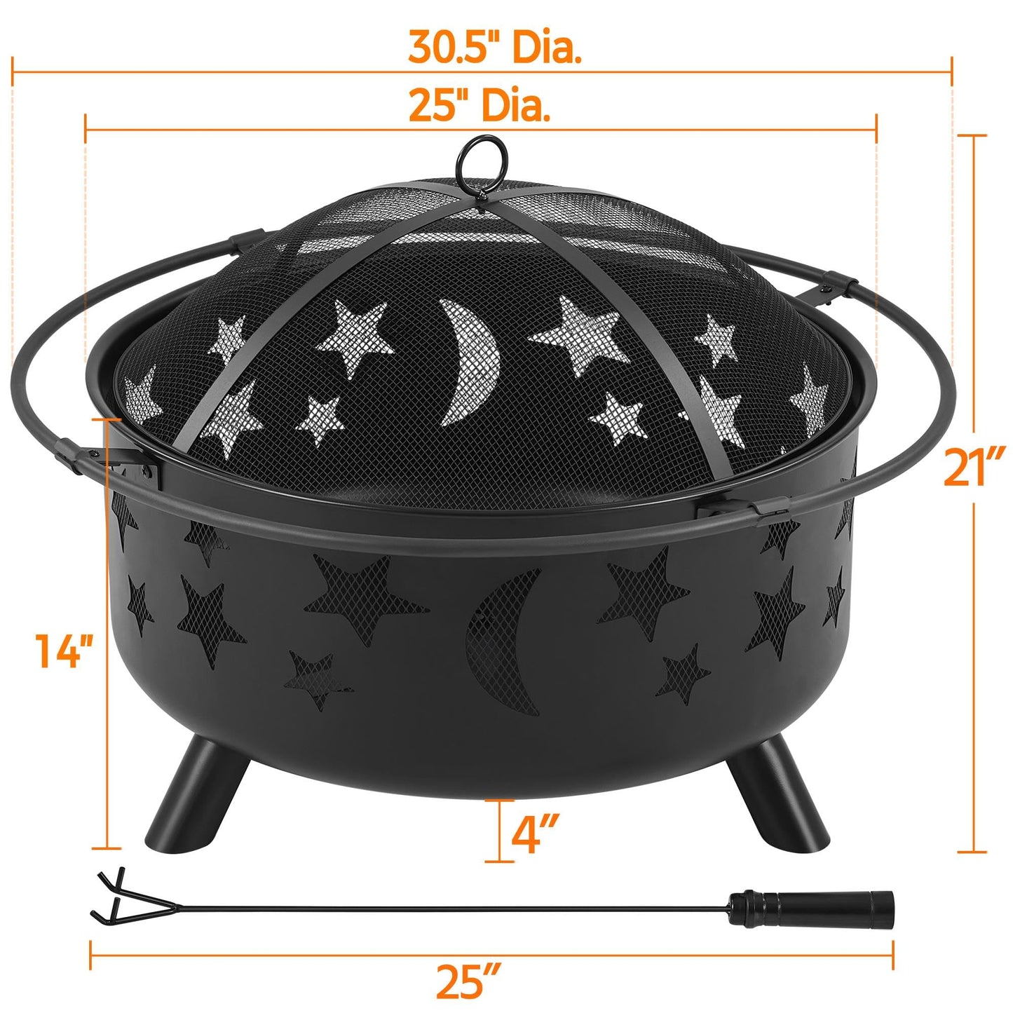 Yaheetech 30in Fire Pits with Poker & Spark Screen Deep Large Fire Bowl 🍁 All In One Marketplace Canada