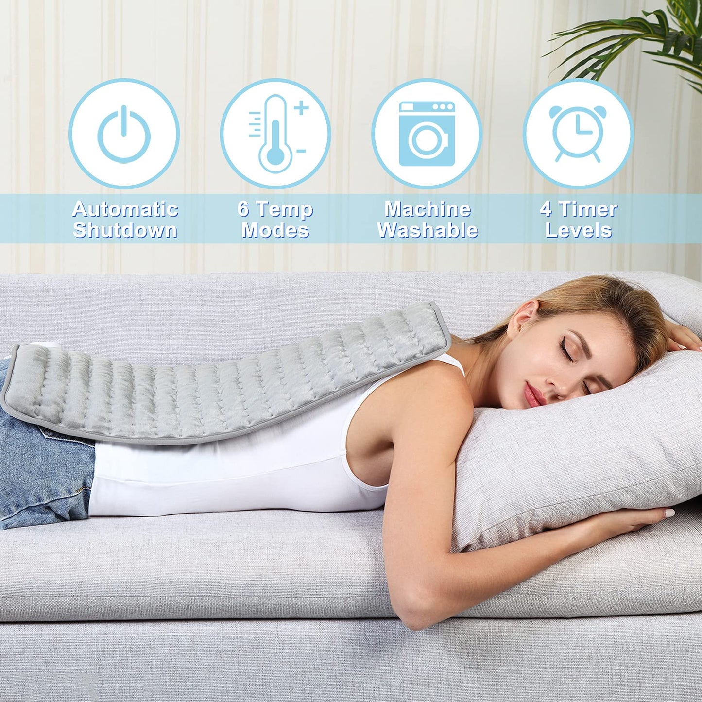 24"x12" Heating Pad, Electric Heating Pad for Dry & Moist Heat, Electric Heat Pad with Multiple Temp & Timer Settings, Auto Off, Silver Gray 🍁 All In One Marketplace Canada