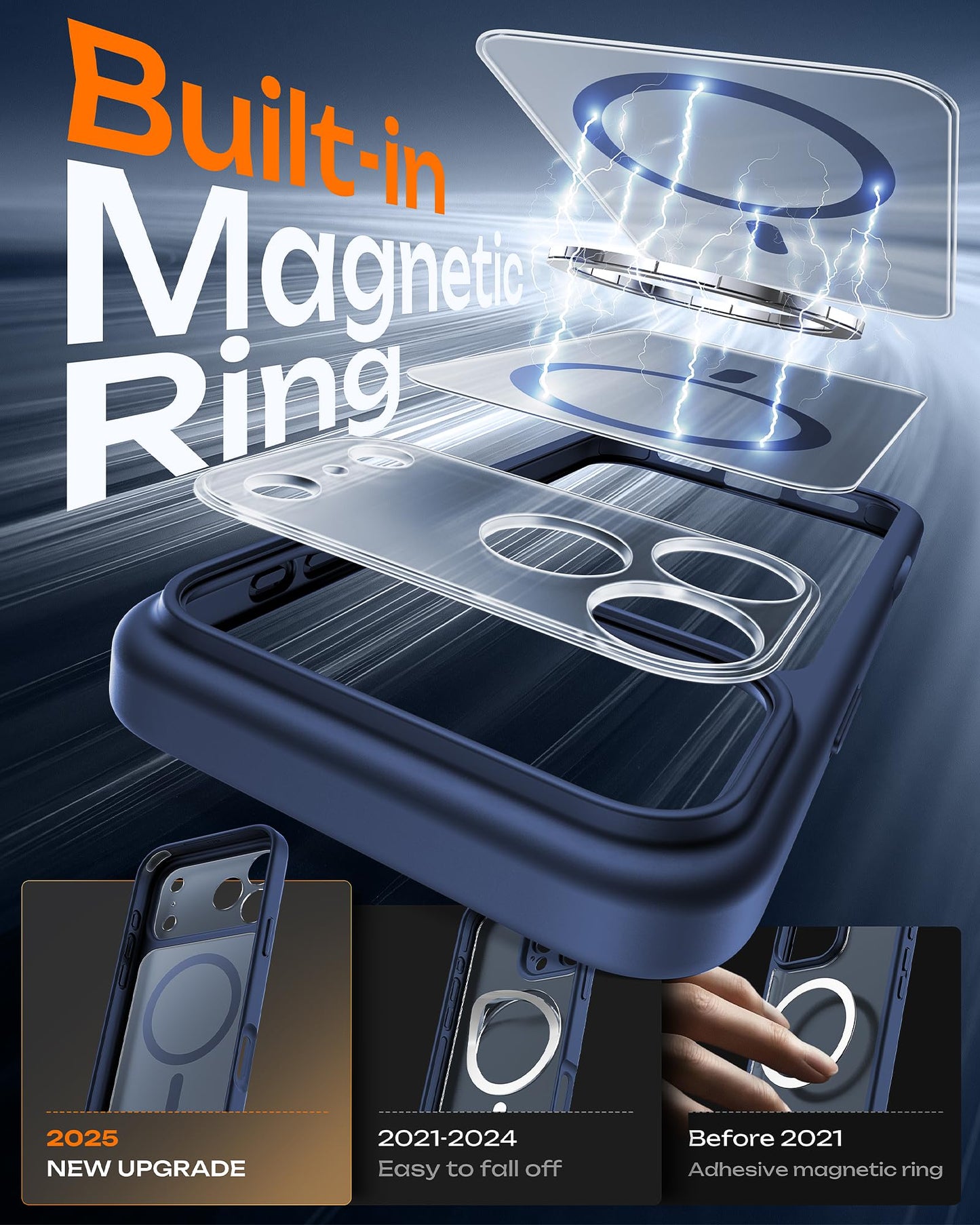 TOCOL Case for Phone 17 Pro, Full Camera Protection, Built-in Magnets, Compatible with Magsafe, Drop Protection, Translucent Matte Phone Case for Phone 17 Pro 6.3 inch (Dark Blue) 🍁 All In One Marketplace Canada