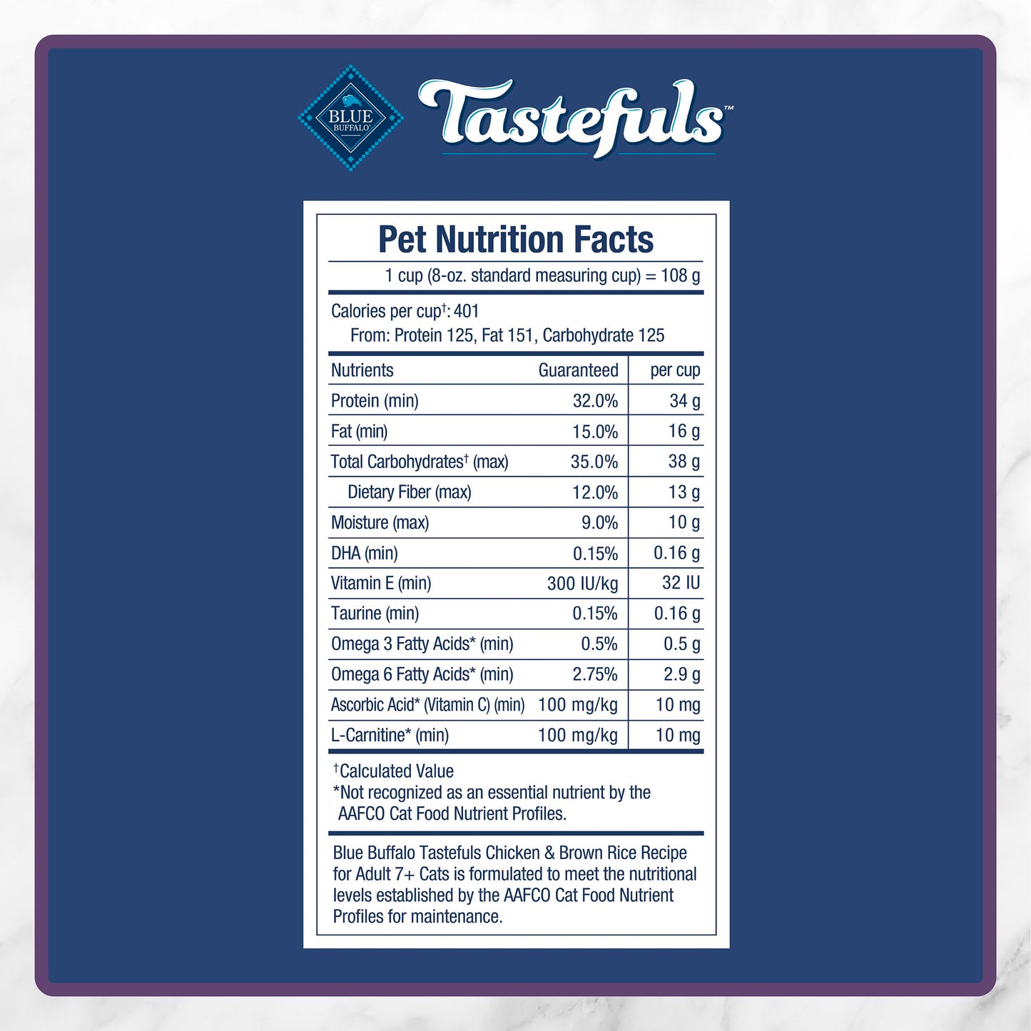Blue Buffalo Tastefuls Chicken & Brown Rice Recipe Mature Dry Cat Food for Adult Cats 7+, Real Chicken First, Deliciously Healthy Natural Senior Cat Food with Fish Oil & Natural Ingredients, 3.1kg 🍁 All In One Marketplace Canada