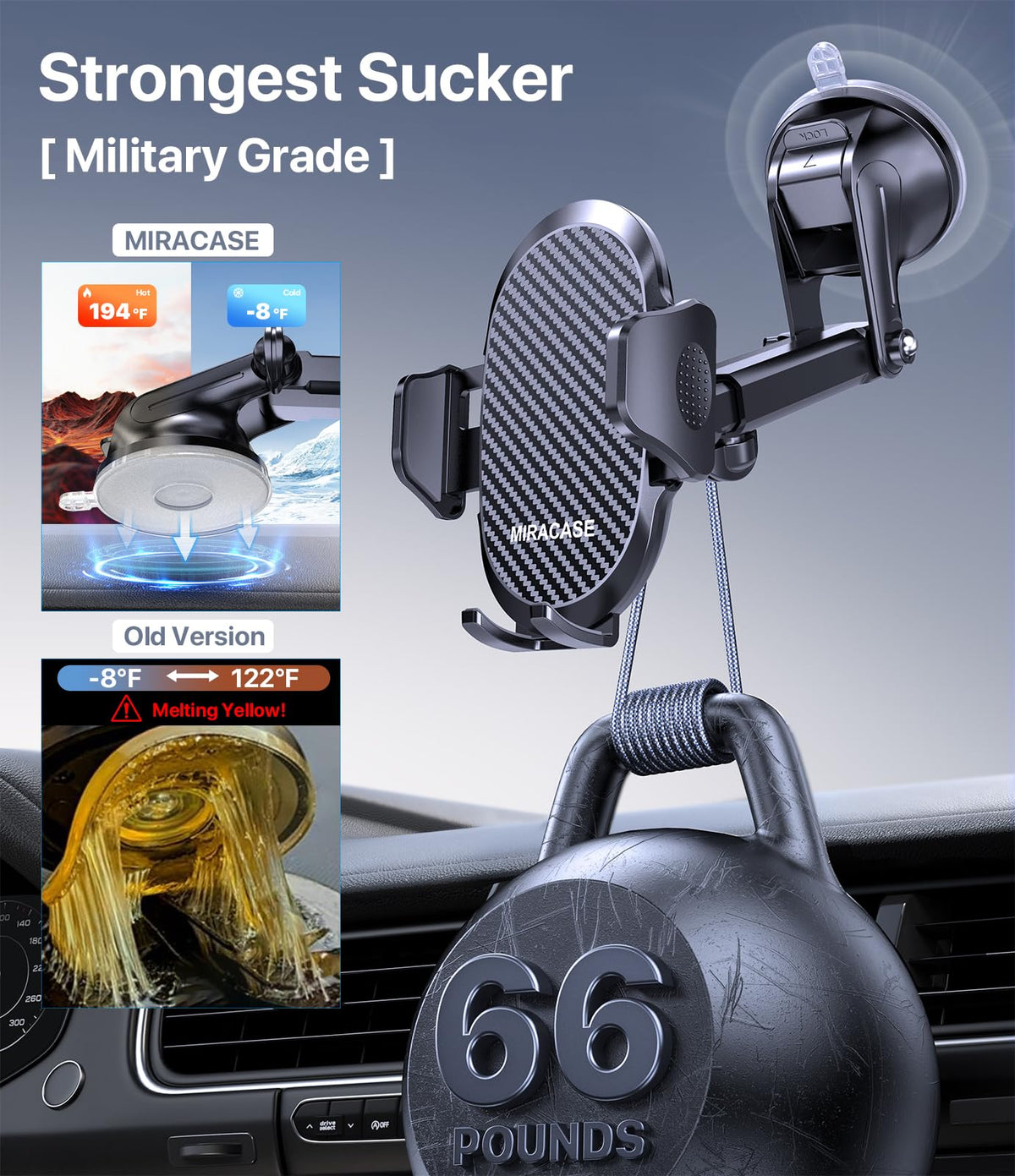 Miracase [2026 Upgraded Strong Military Grade Suction Cup] Car Phone Holder for Cars Dashboard Windscreen Air Vent Desk, 4 in 1 Mobile Phone Mount Automobile Cradle Stand for All Smartphones 🍁 All In One Marketplace Canada