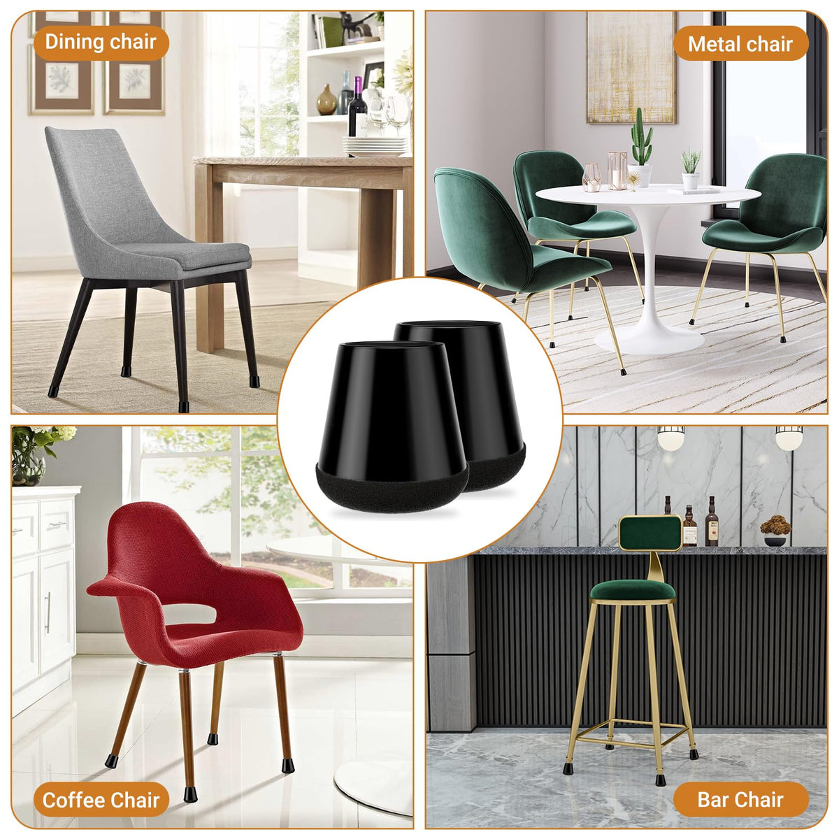 Meldel Silicone Chair Leg Floor Protectors Extra Small 24PCS - Furniture Felt Silicone Integrated Chair Foot Covers/Dark-Black/Rubber - Protect Floors from Scratches,Reduce Noise 🍁 All In One Marketplace Canada
