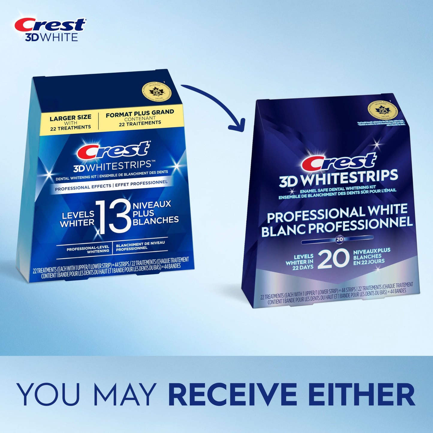 Crest 3D Whitestrips Professional White At-Home Teeth Whitening Kit, 22 Treatments, 20 Levels Whiter 🍁 All In One Marketplace Canada