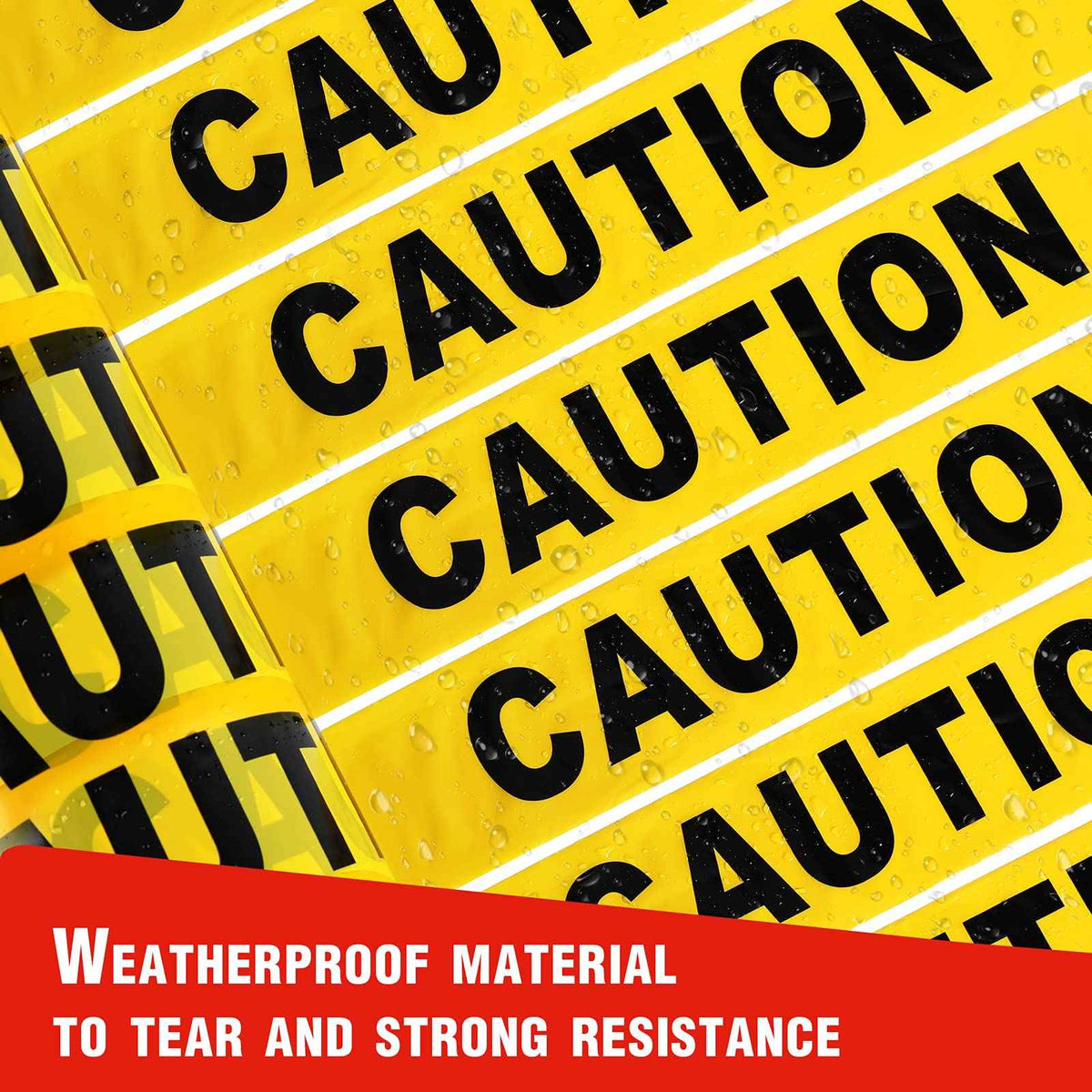 Goldblatt Caution Tape, 2 Pack Yellow Caution Tape Roll, 3 Inch x 1000 Feet, Warning Safety Tape with Bold Black Font for Construction Location/Hazardous Areas or Halloween Decorations