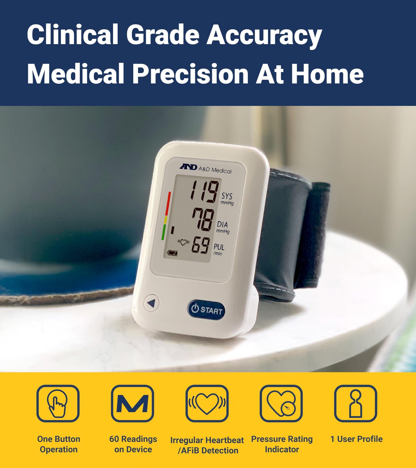 A&D Medical Wrist Blood Pressure Monitor for Home Use - UB-525CN, BP Adjustable Cuff (5.3-8.5"/13.5-21.5 cm) One Button Operation, 60 Reading Memory, FSA/HSA Eligible, 2 AAA Batteries 🍁 All In One Marketplace Canada