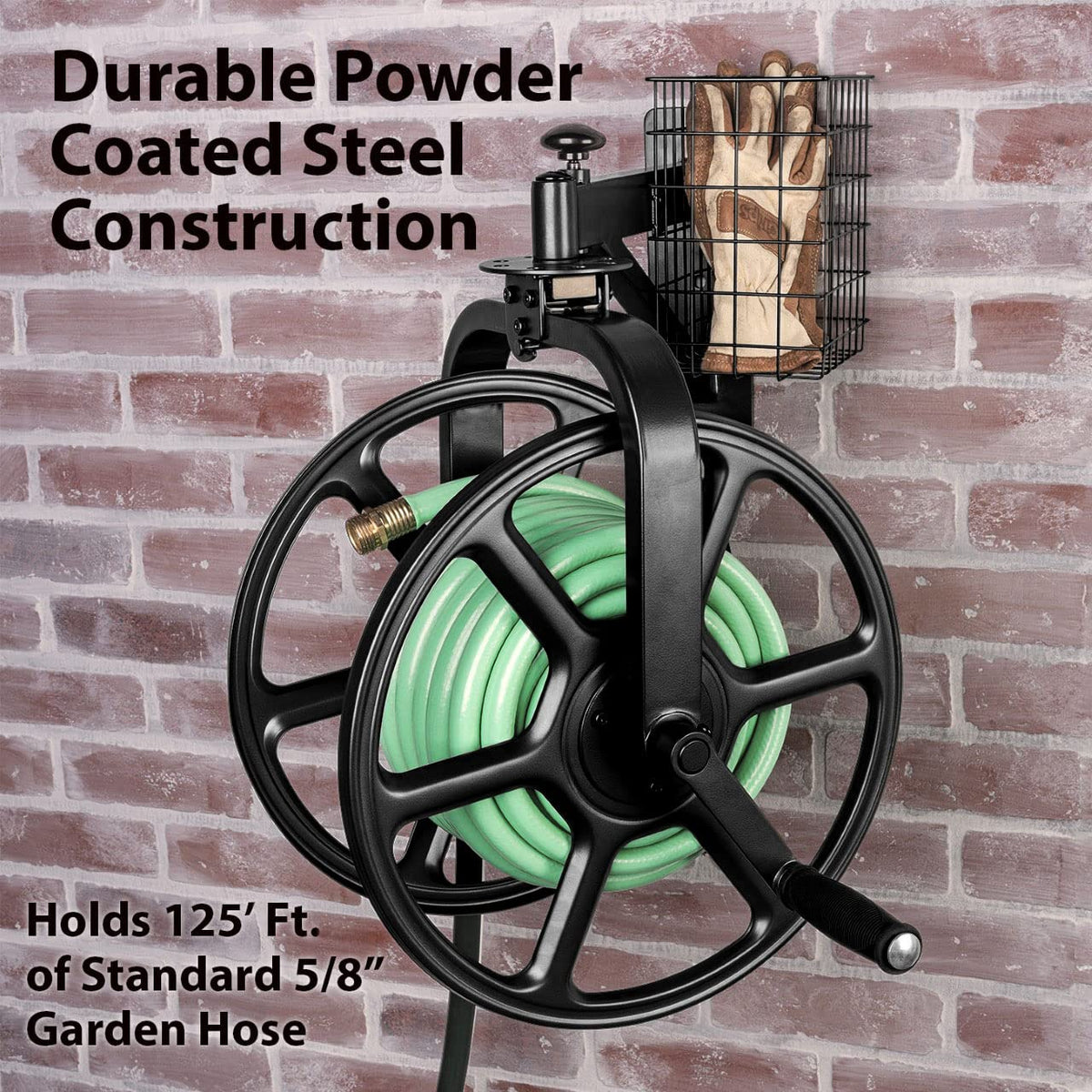 Liberty Garden 712-B Single Arm Navigator Multi-Directional Garden Hose Reel, Holds 125-Feet of, 5/8-Inch, Black, Height: 22.00", Width: 20.25", Depth: 18.6", Weight: 12.50 lbs 🍁 All In One Marketplace Canada