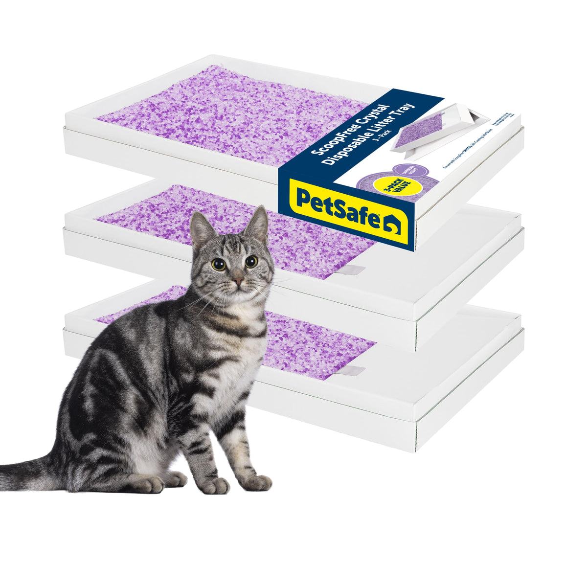 PetSafe ScoopFree Crystal Litter Tray Refills Lavender Crystals, 3-Pack Disposable Tray Includes Leak Protection & Low Tracking Litter Absorbs Odors on Contact,(PAC00-16689) 🍁 All In One Marketplace Canada