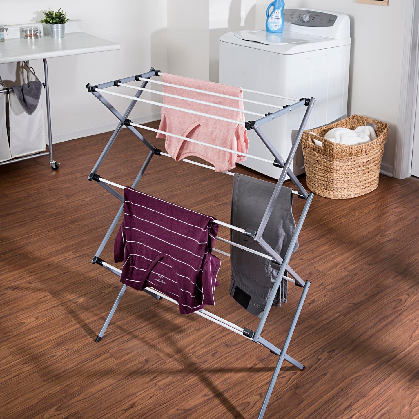 Honey-Can-Do DRY-01306 Folding 42-Inch Clothes Drying Rack, Silver/White 🍁 All In One Marketplace Canada