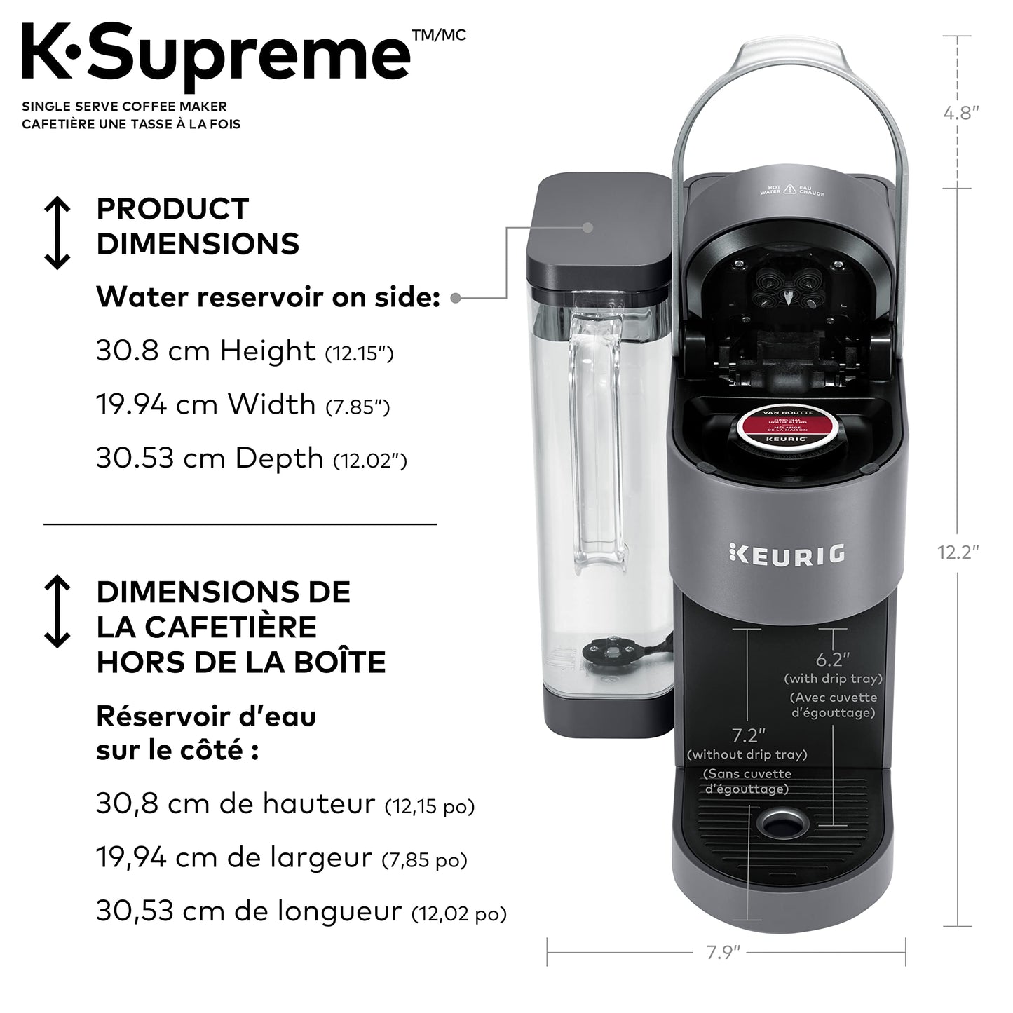 Keurig K-Supreme Single Serve K-Cup Pod Coffee Maker, With MultiStream Technology, Grey, 17.913in x 7.047in x 14.409in 🍁 All In One Marketplace Canada
