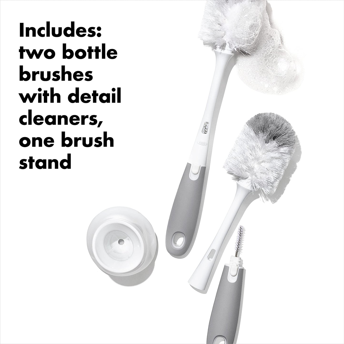OXO Tot Bottle Brush with Nipple Cleaner and Stand – Gray, 2-Pack 🍁 All In One Marketplace Canada