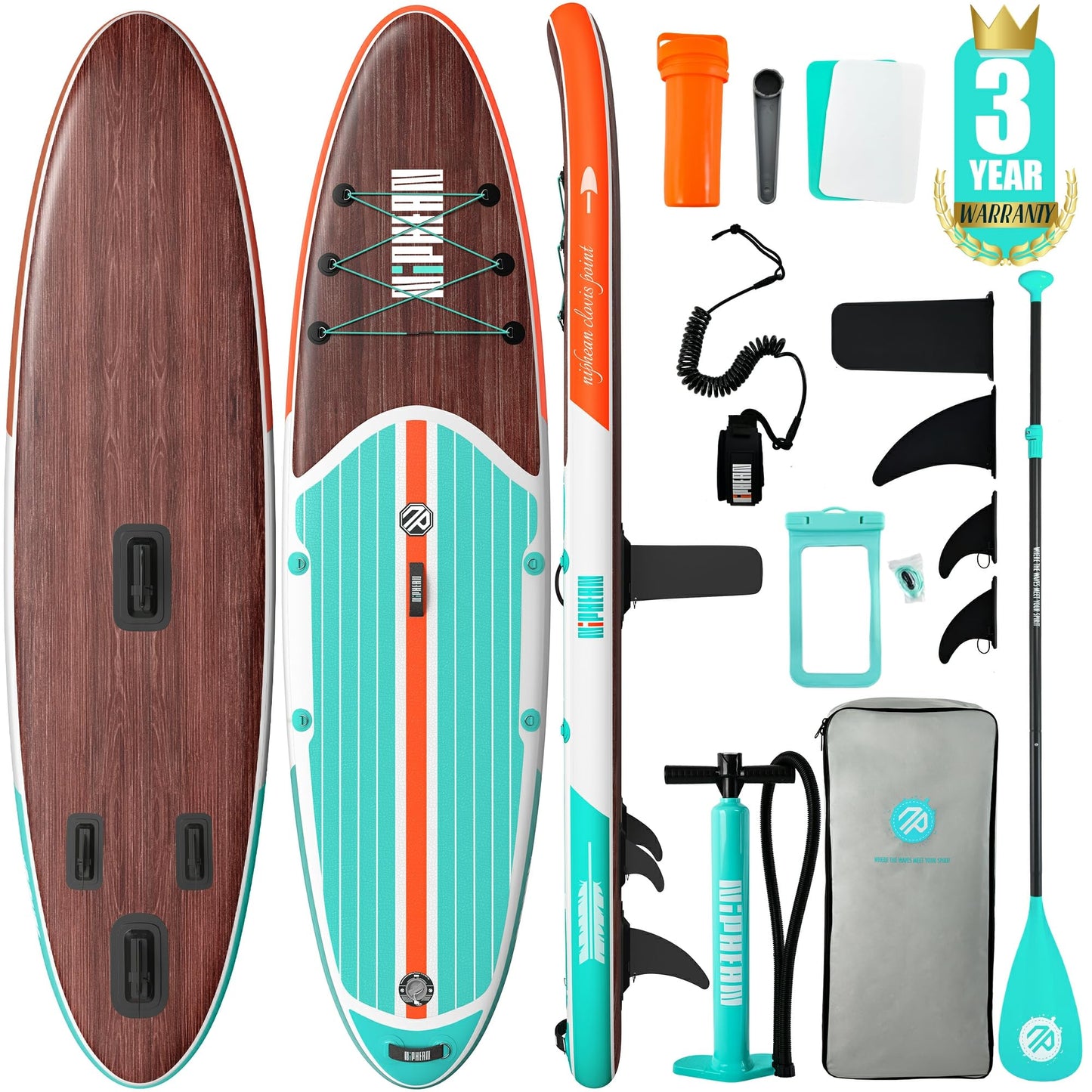 Niphean Inflatable Stand Up Paddle Board with SUP Accessories, 10'6'' All-Round Inflatable SUP, Anti-Slip EVA Deck, Inflatable Paddle Board for Adults & Youth 🍁 All In One Marketplace Canada