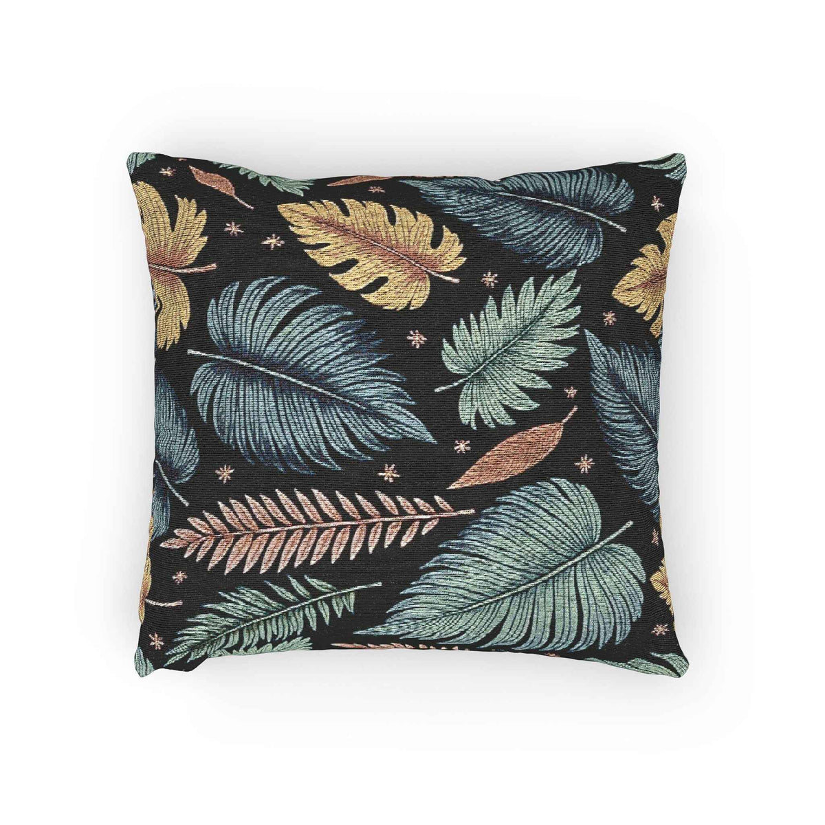 Autumn Leaves Woven Pillow | Multicolor Leaf Pattern, Textured Cushion