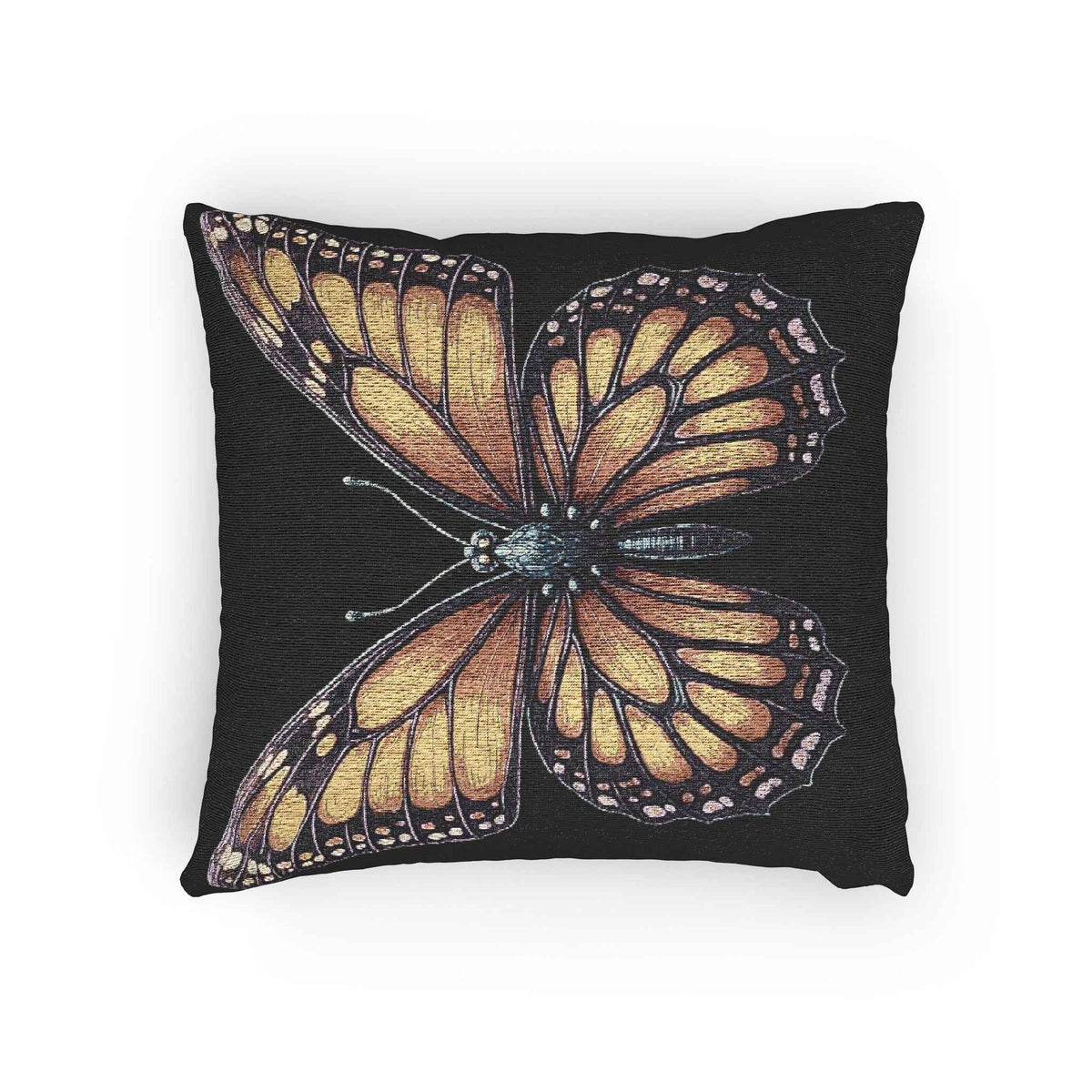 Monarch Butterfly Woven Pillow | Pixel Art Butterfly Throw Pillow