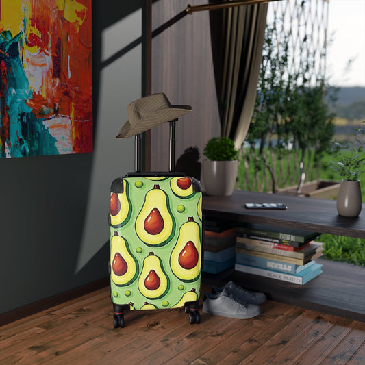 Avocado Pattern Suitcase – Colorful Fruit Print Carry-On Luggage