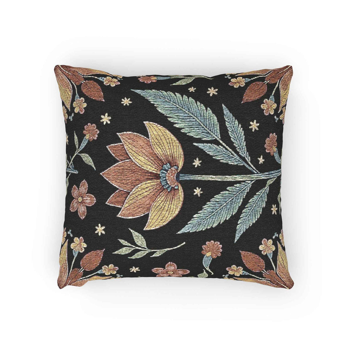 Vintage Floral Tapestry Woven Pillow | Botanical Throw Pillow