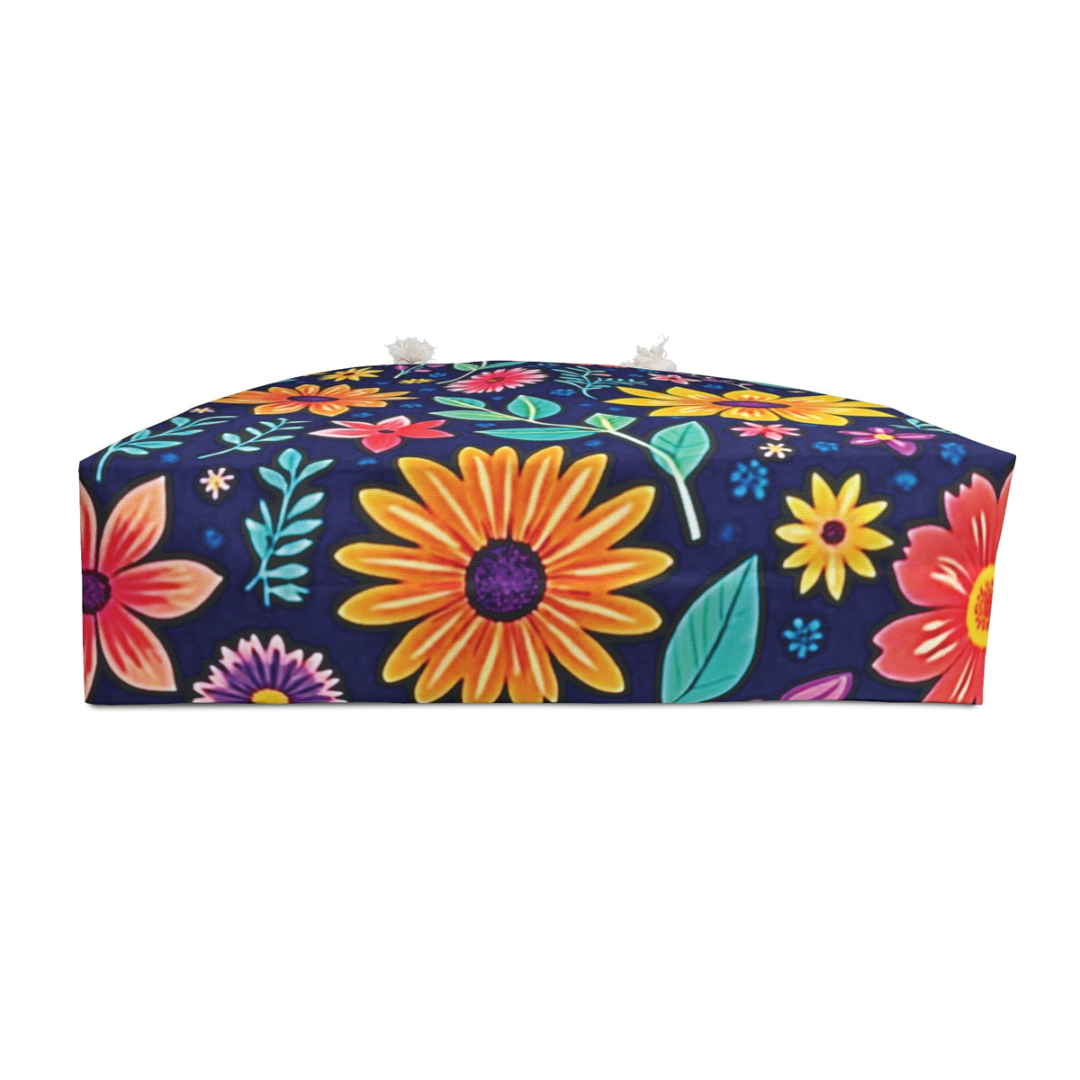 Floral Weekender Bag — Vibrant Navy Flower Travel Tote