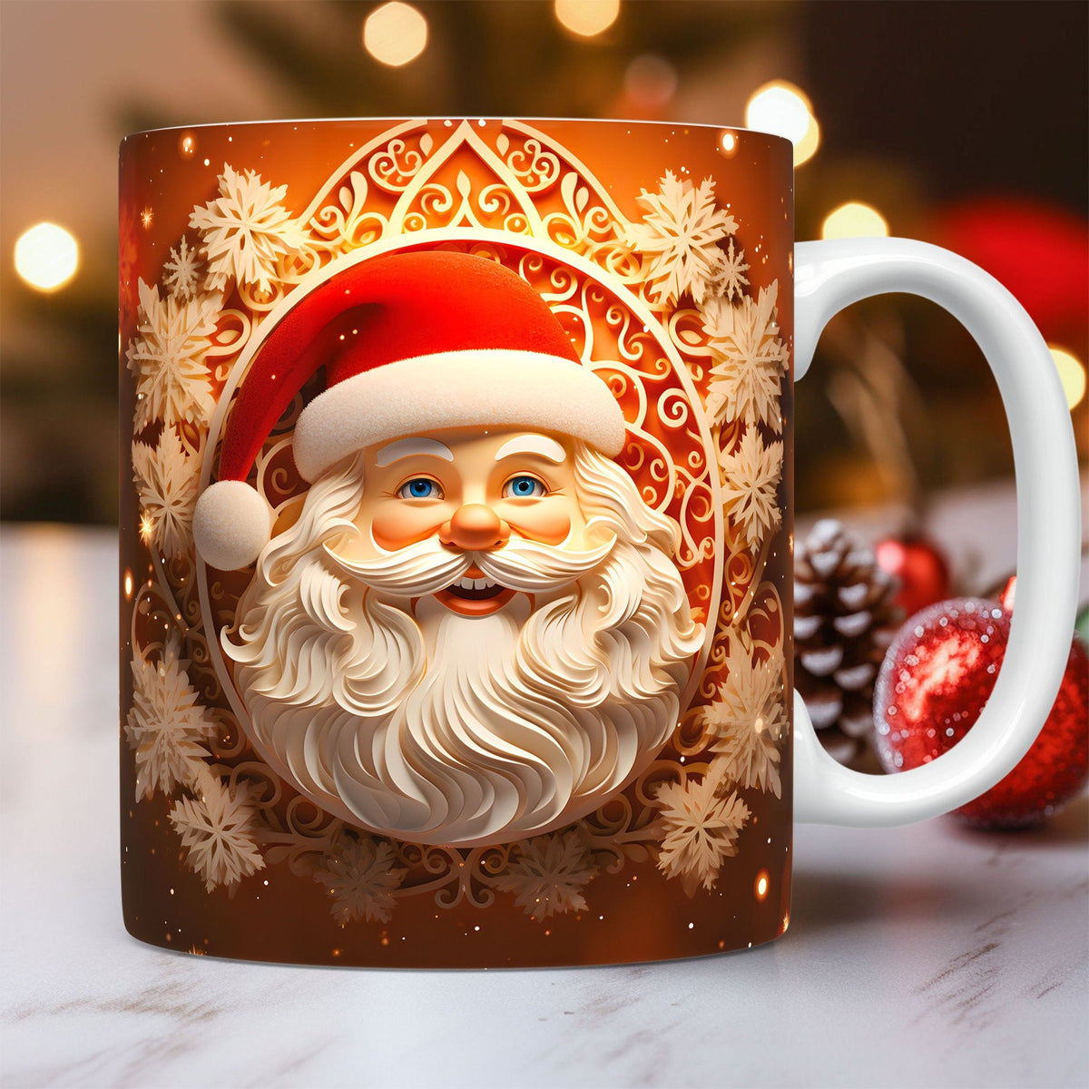 Creative 3D Christmas Ceramic Mug – Santa Claus Design