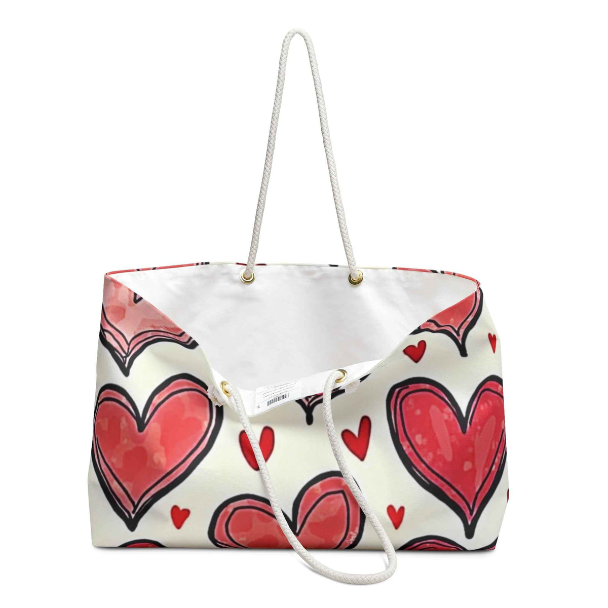Heart Pattern Weekender Bag – Romantic Red Watercolor Travel Tote