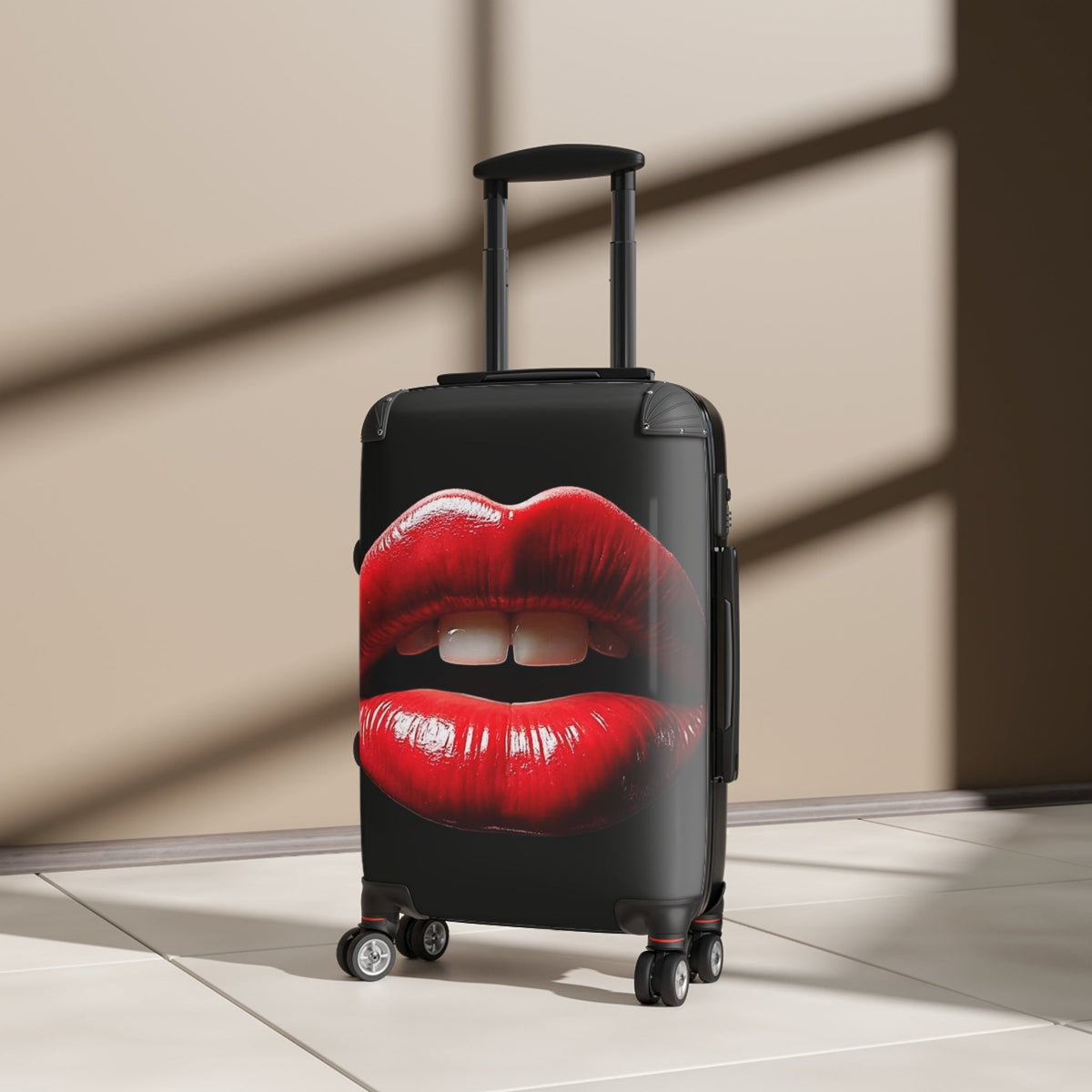 Carry-On Suitcase - Bold Red Lips Travel Luggage Cover