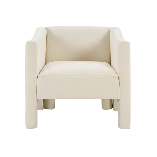 Beige Chenille Barrel Accent Chair with Wraparound Arms (United States Delivery Only)