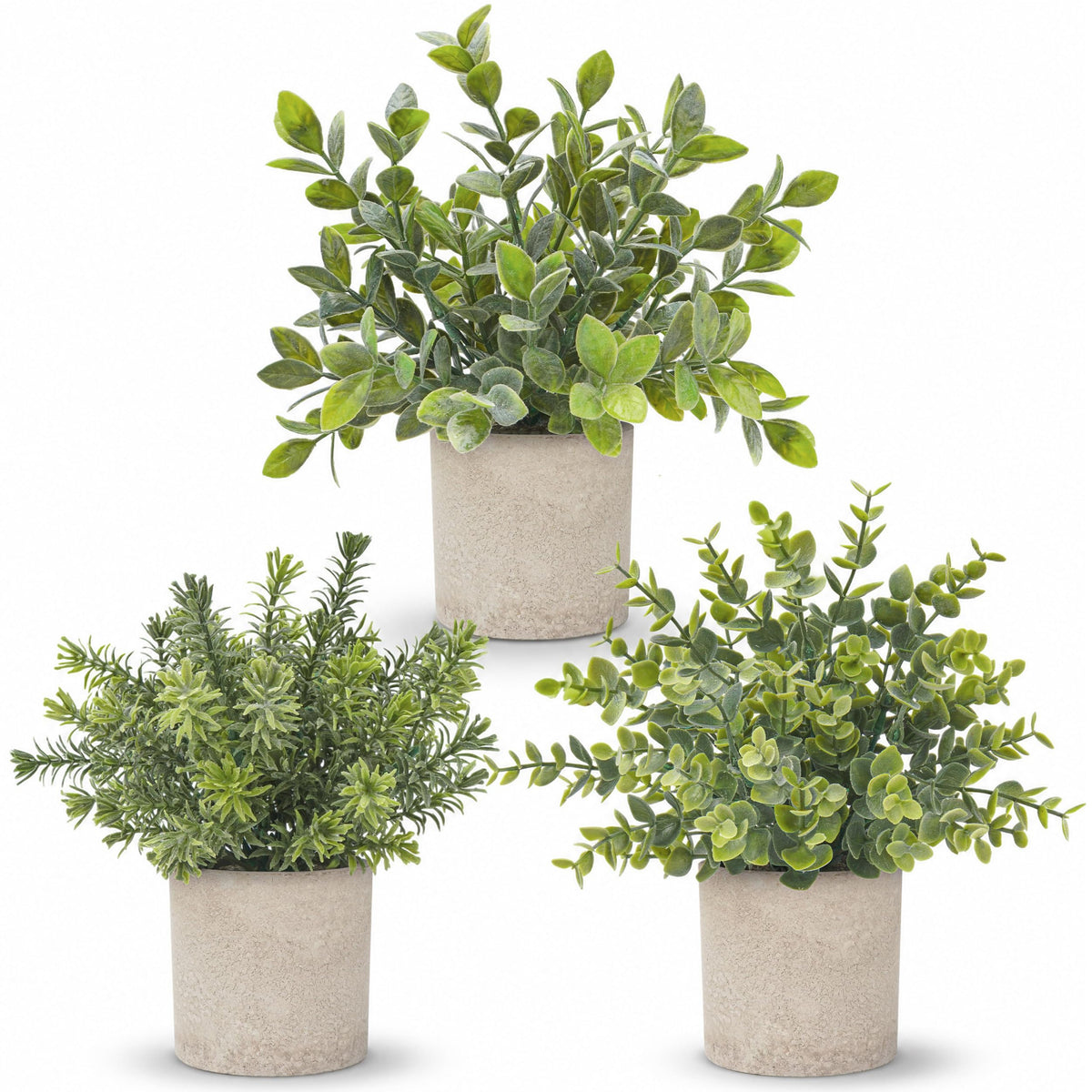 Der Rose 3 Pack Mini Potted Fake Plants Artificial Plastic Eucalyptus Plants for Home Office Desk Farmhouse Room Decor Indoor 🍁 All In One Marketplace Canada
