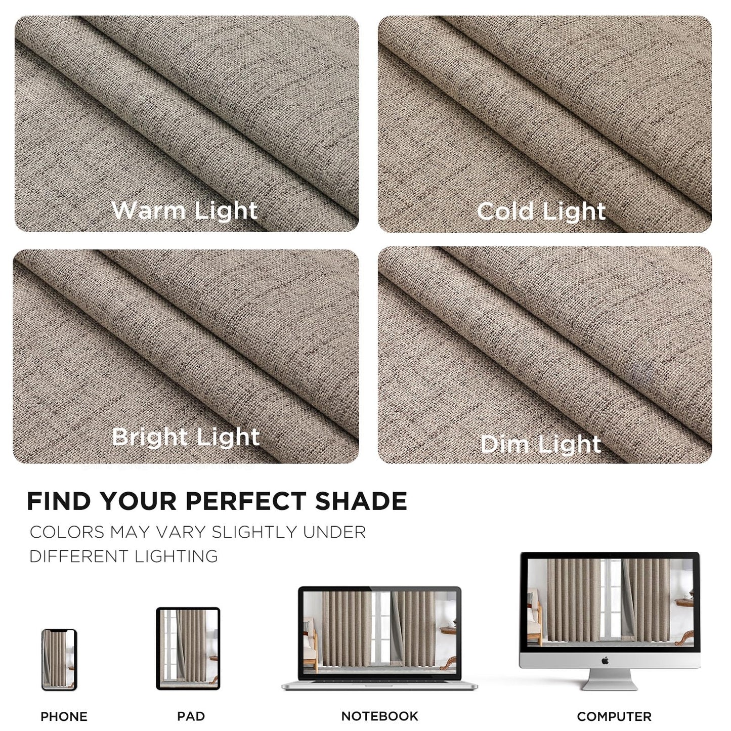 Joydeco Blackout Curtains 2 Panels - Natural Linen Curtains 84 Inch Long, Thermal Insulated Linen Light Blocking Drapes, Rod Pocket & Back Tabs, Darkening Privacy for Living Room Bedroom 🍁 All In One Marketplace Canada