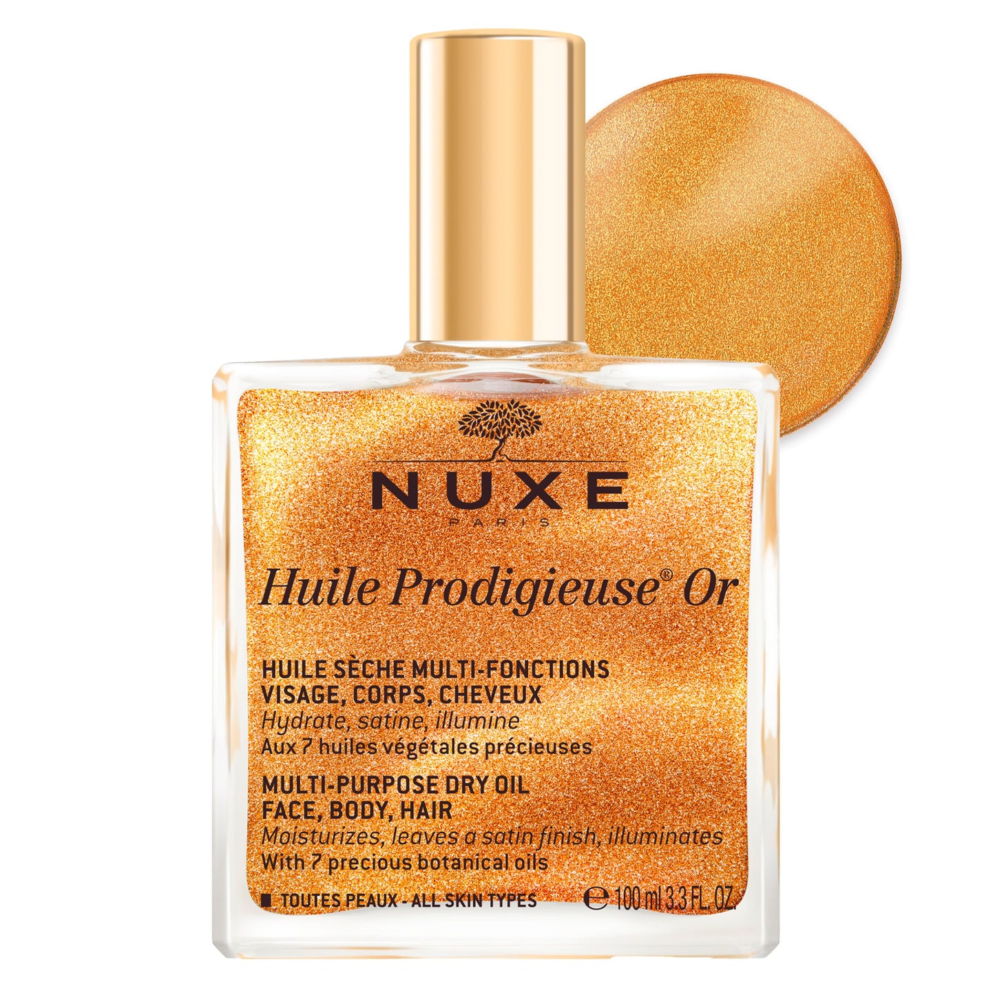 NUXE Huile Prodigieuse Shimmer Multi-Purpose Dry Oil - Luxurious Radiant Glow and Hydration for Face, Body & Hair (100 ml) 🍁 All In One Marketplace Canada