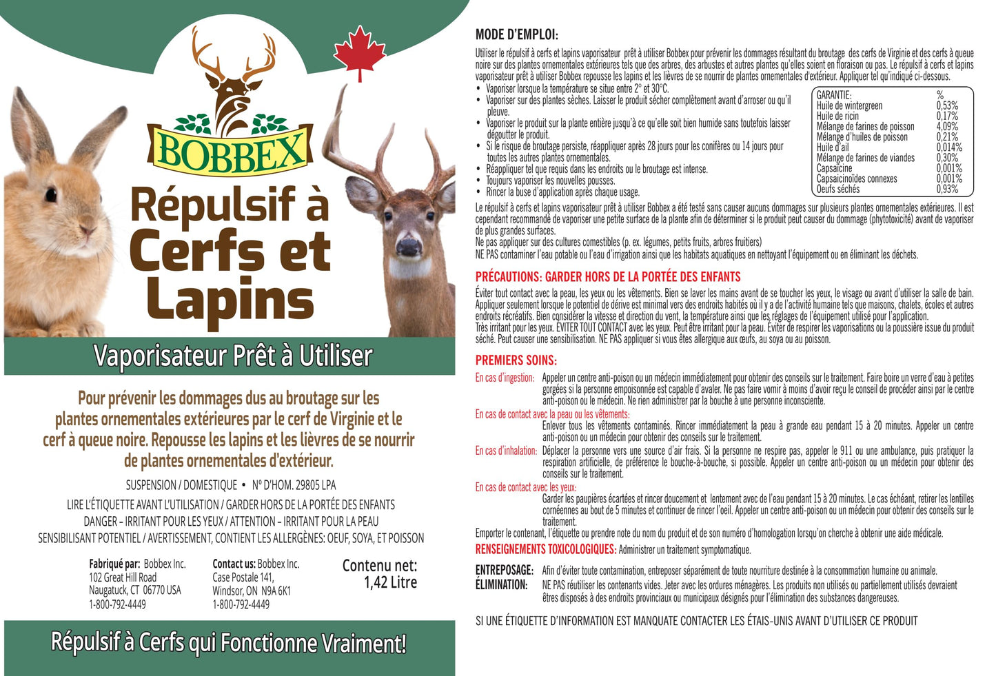 Bobbex Deer & Rabbit Repellent Ready to Use 1.42 Liter 🍁 All In One Marketplace Canada