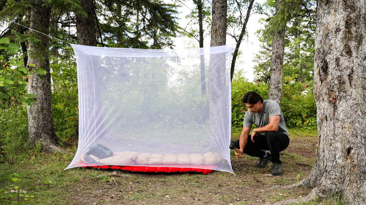 Coghlan's Rectangular Mosquito Net – Lightweight Mesh Canopy for Camping, Travel, and Outdoor Use – Includes Tie Loops, Carry Bag, Twine, Hooks, Anchors, Nails – White, 78" x 32" x 59" 🍁 All In One Marketplace Canada