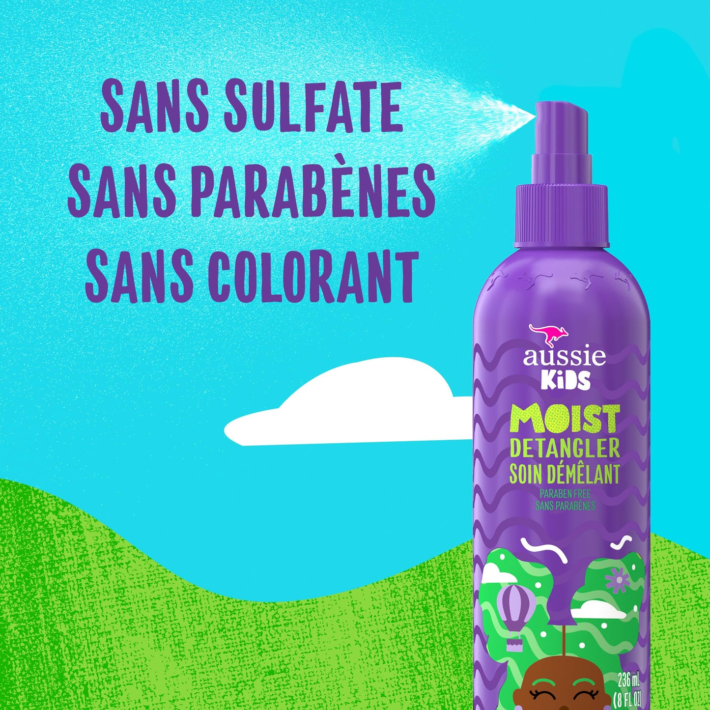Aussie Kids Moist Sulfate Free Detangler for Kids, Paraben Free, 708 mL Total (3 Count of 236 mL Each) 🍁 All In One Marketplace Canada