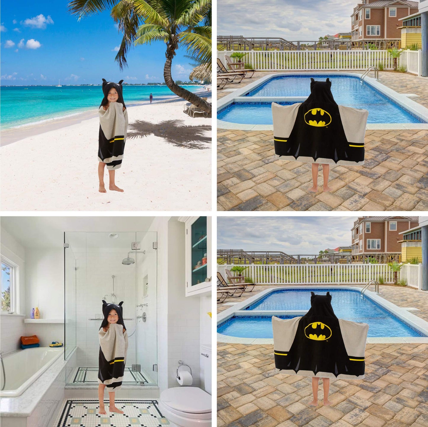 Batman Kids Bath/Pool/Beach Super Soft Cotton Terry Hooded Towel Wrap, 24" x 50", (Officially Licensed Product) By Franco 🍁 All In One Marketplace Canada