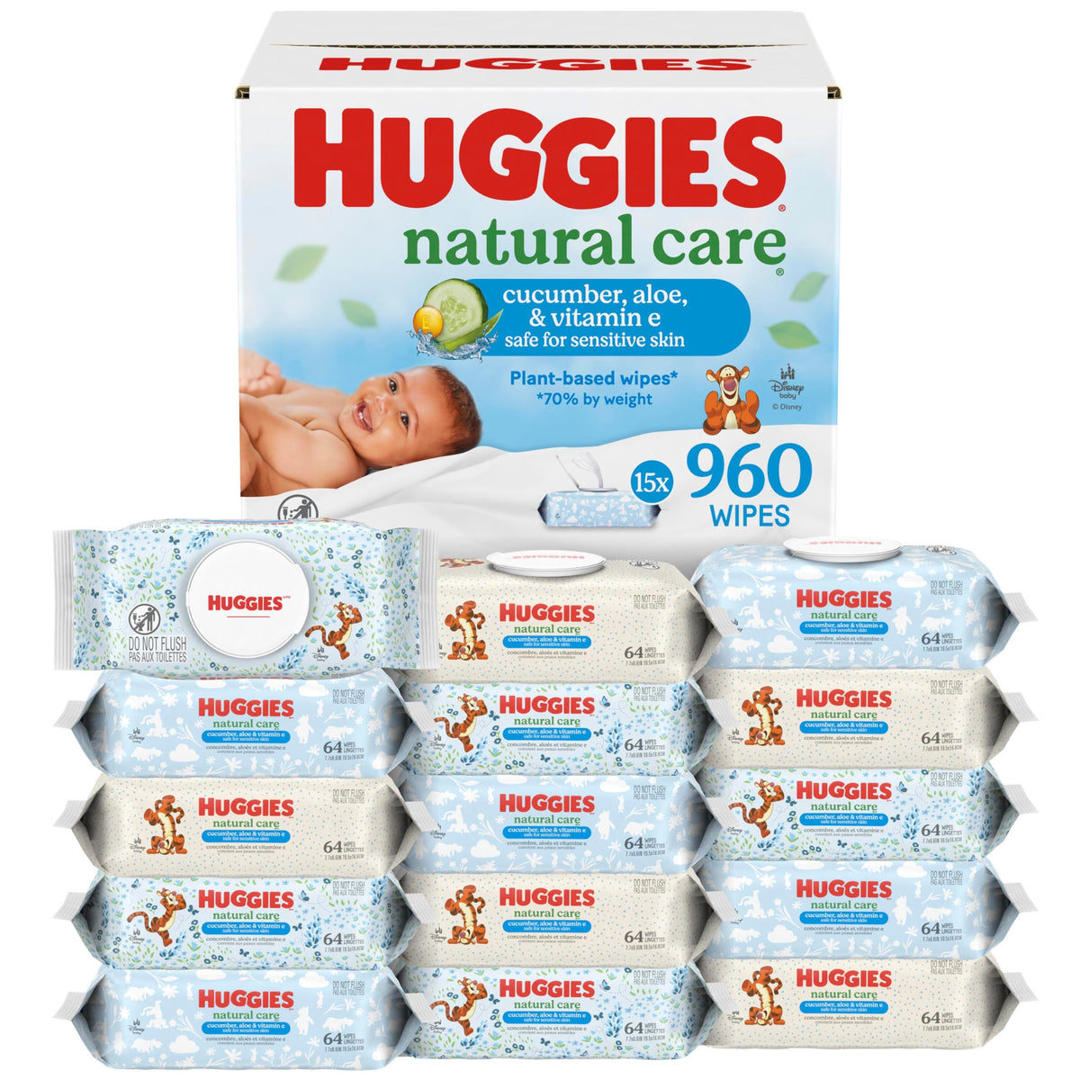 HUGGIES Natural Care Refreshing Baby Wipes, Scented, 15-Pack, 960 Wipes 🍁 All In One Marketplace Canada
