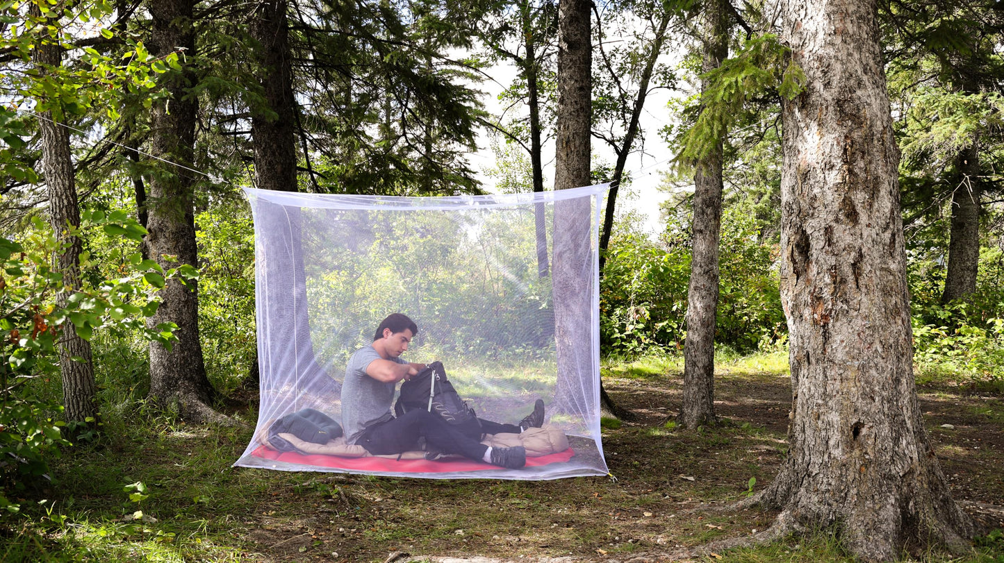 Coghlan's Rectangular Mosquito Net – Lightweight Mesh Canopy for Camping, Travel, and Outdoor Use – Includes Tie Loops, Carry Bag, Twine, Hooks, Anchors, Nails – White, 78" x 32" x 59" 🍁 All In One Marketplace Canada