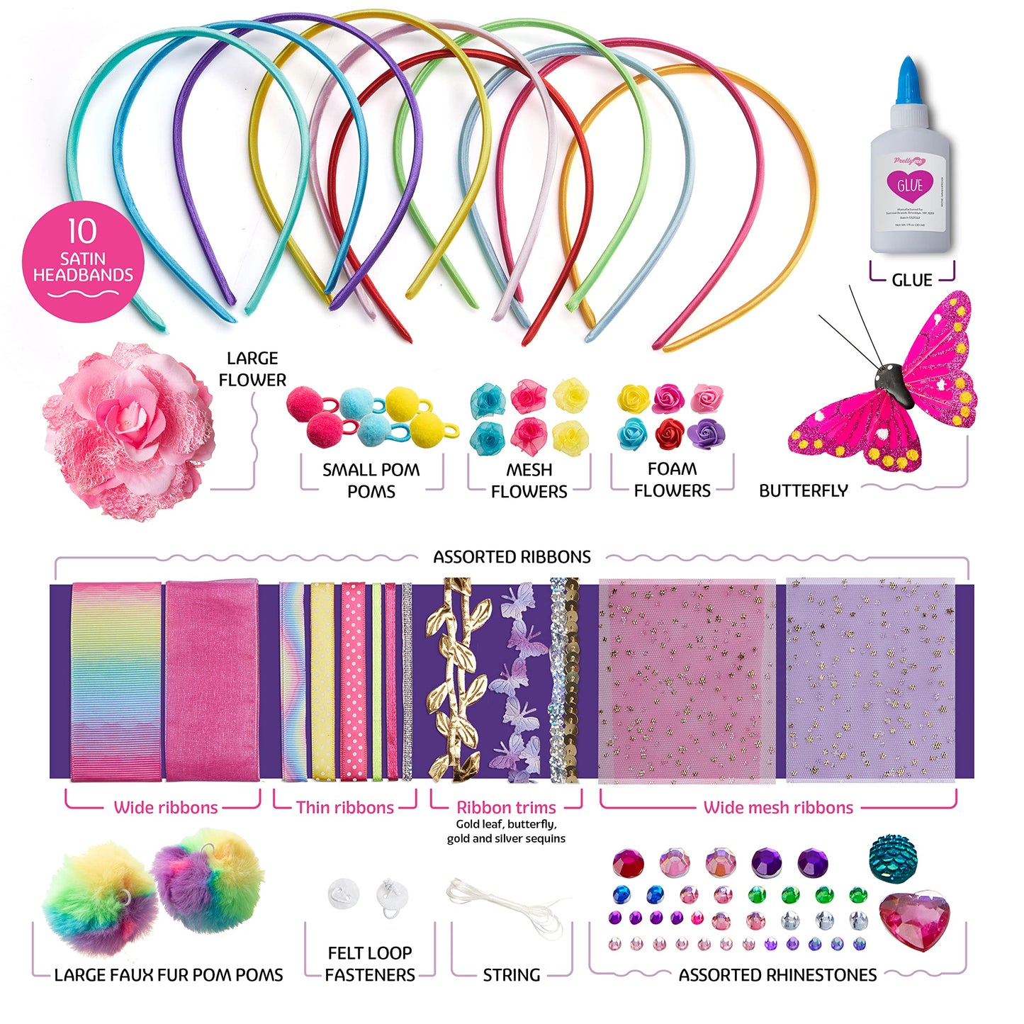 Headband Making Kit for Girls - Make Your Own Fashion Headbands for Kids - DIY Hair Accessories Set - Arts & Crafts Gift for Ages 5-12 Year Old Girl - Little Children's Art & Craft Gifts 🍁 All In One Marketplace Canada