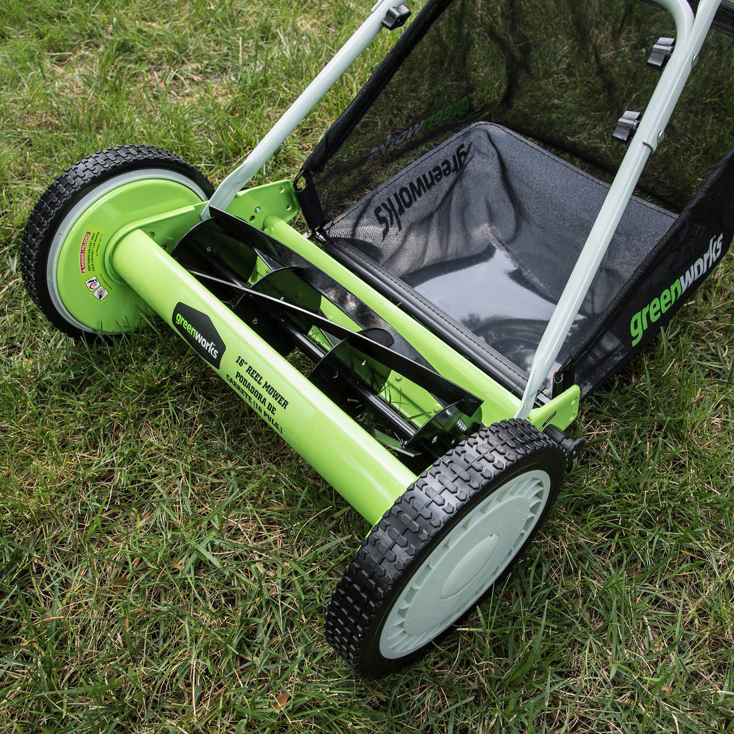 Greenworks 16-Inch Reel Lawn Mower with Grass Catcher 25052,Black/Green, 47" D x 22" W x 29.75" H 🍁 All In One Marketplace Canada