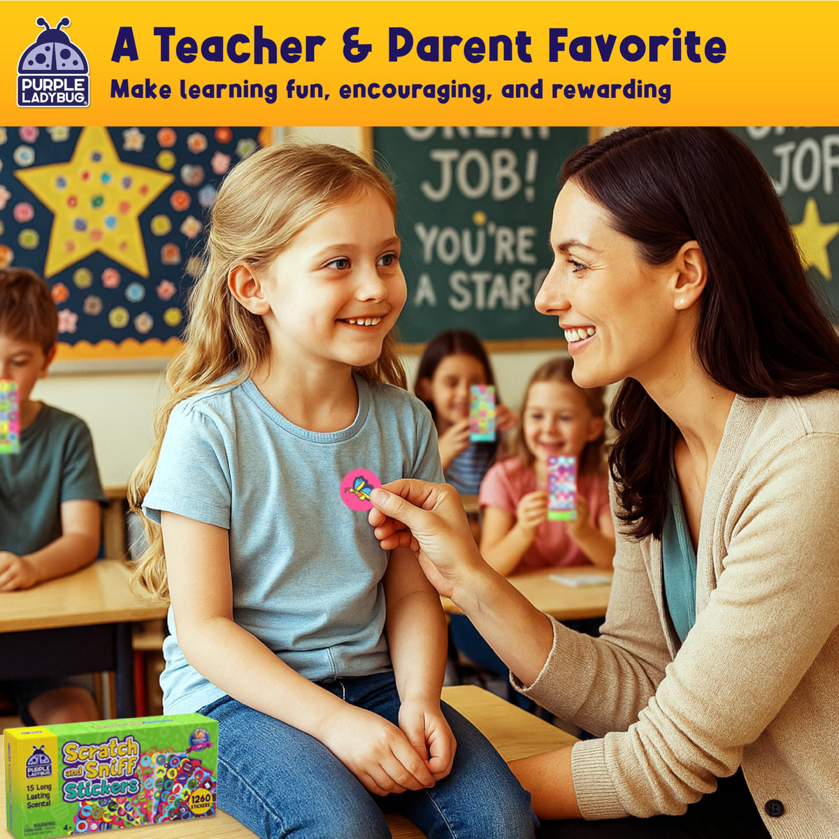 PURPLE LADYBUG 1260 Scratch and Sniff Stickers for Kids - Reward & Motivational Stickers - Smelly Stickers Teacher Must Haves for Classroom Essentials 🍁 All In One Marketplace Canada