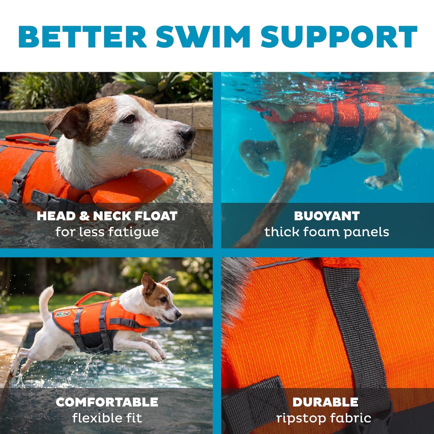 Outward Hound Granby Splash Dog Life Jacket with Handle, Reflective Floating Vest for Swimming & Boating, Maximum Buoyancy, All Skill Levels, Small Dogs & Puppies (16–20" Girth), Orange, Small 🍁 All In One Marketplace Canada