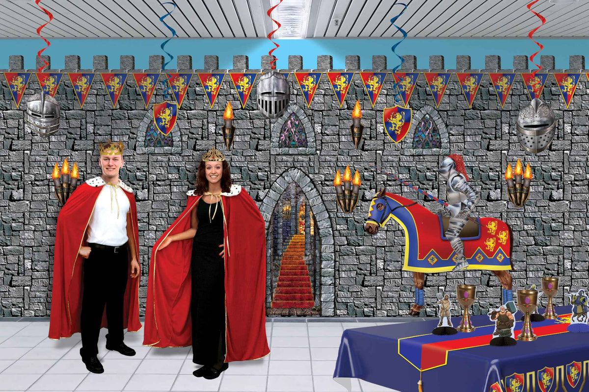 Beistle Medieval Stairway, Window & Torch Props, 9 Images, Haunted Castle Wall Decorations, Spooky Gothic Scene for Halloween Parties & Dungeon Themes, Printed Plastic Cutouts, 18” to 60”