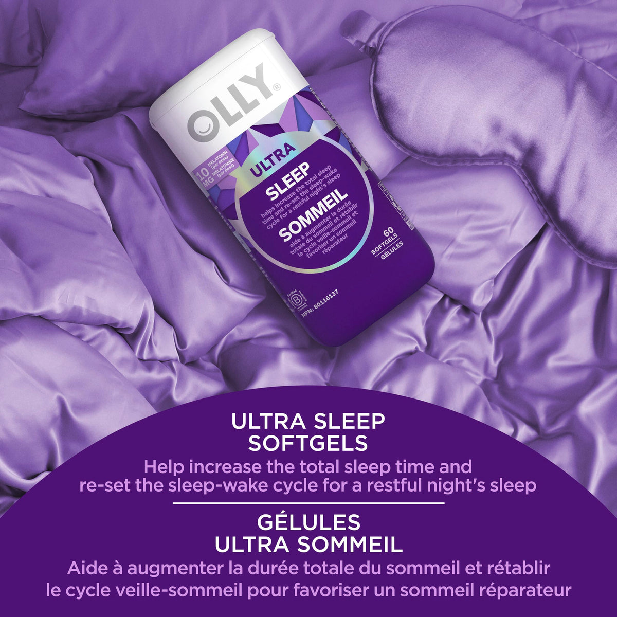 OLLY Ultra Strength Sleep Softgels, 10mg Melatonin, L-Theanine, Chamomile, Magnesium, Lemon Balm, Sleep Nighttime Sleep Aid 60 count 🍁 All In One Marketplace Canada