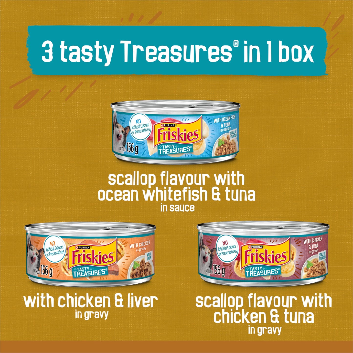 Friskies Tasty Treasures Wet Cat Food, Poultry & Fish Combo Variety Pack 3 Flavours - 156 g Can (24 Pack) 🍁 All In One Marketplace Canada