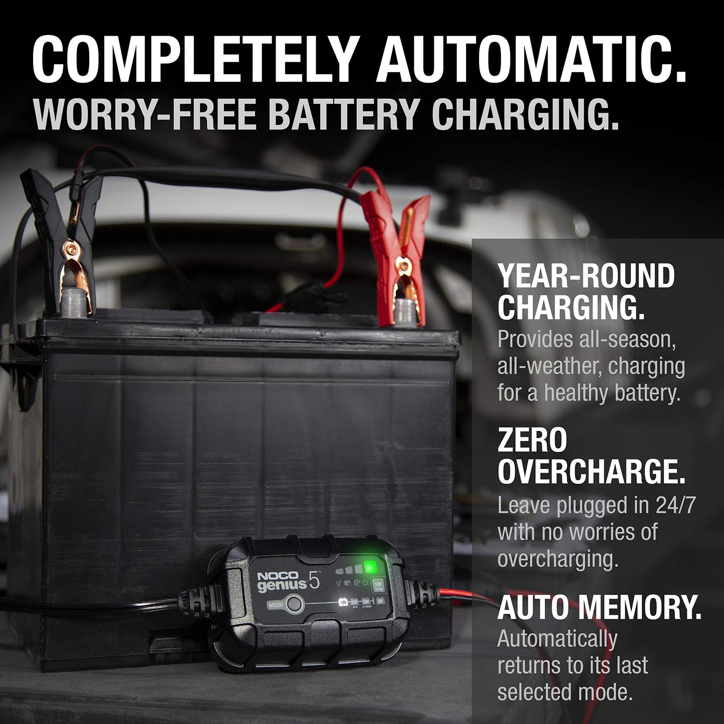 NOCO GENIUS5: 5A 6V/12V Smart Battery Charger – Automatic Maintainer, Trickle Charger & Desulfator with Overcharge Protection & Temperature Compensation – for Lead-Acid & Lithium Batteries 🍁 All In One Marketplace Canada