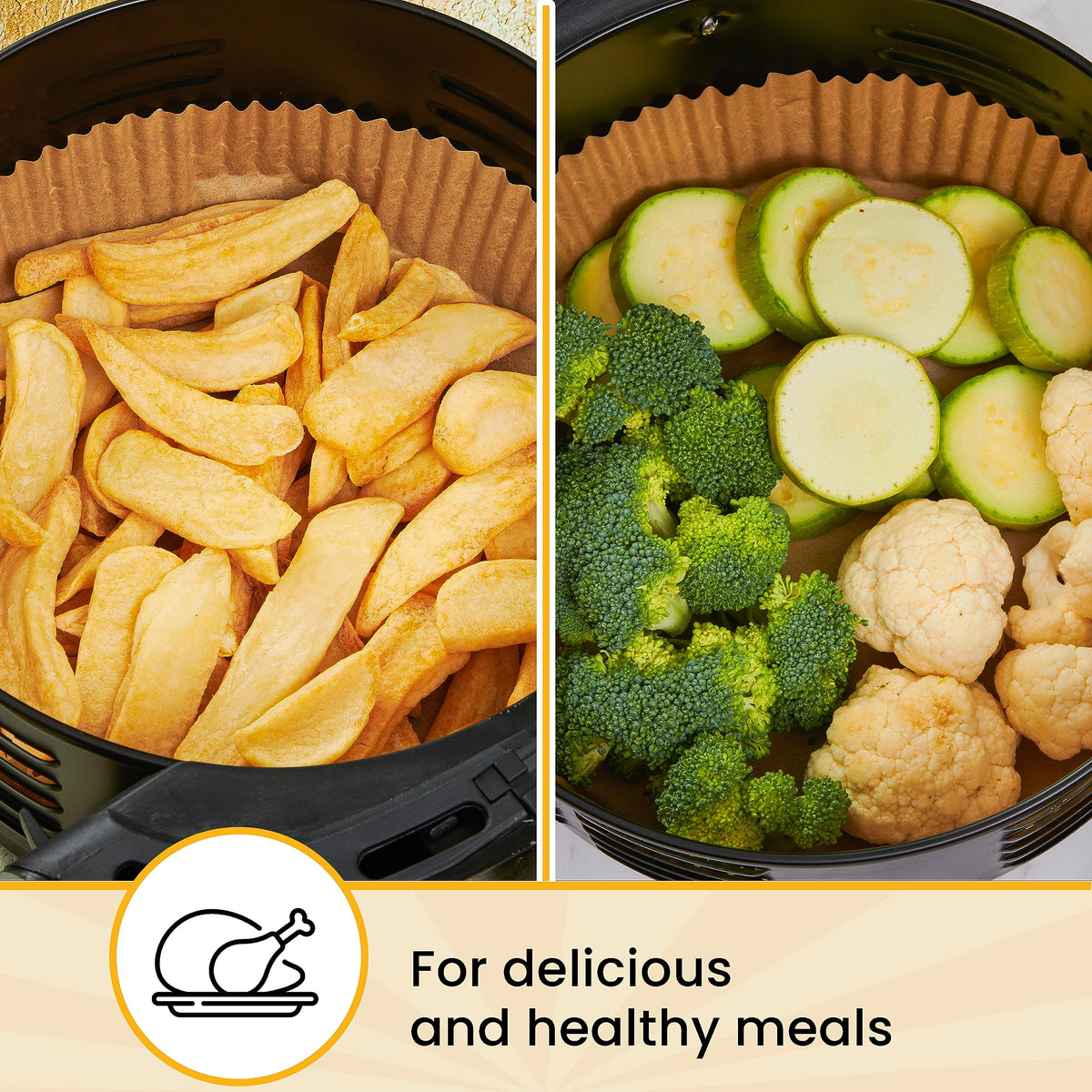Baker's Signature Disposable 8" Round Air Fryer Parchment Paper Liner, 250 Pcs - Compatible with Up to 5.8 qt Baskets (Package May Vary) 🍁 All In One Marketplace Canada