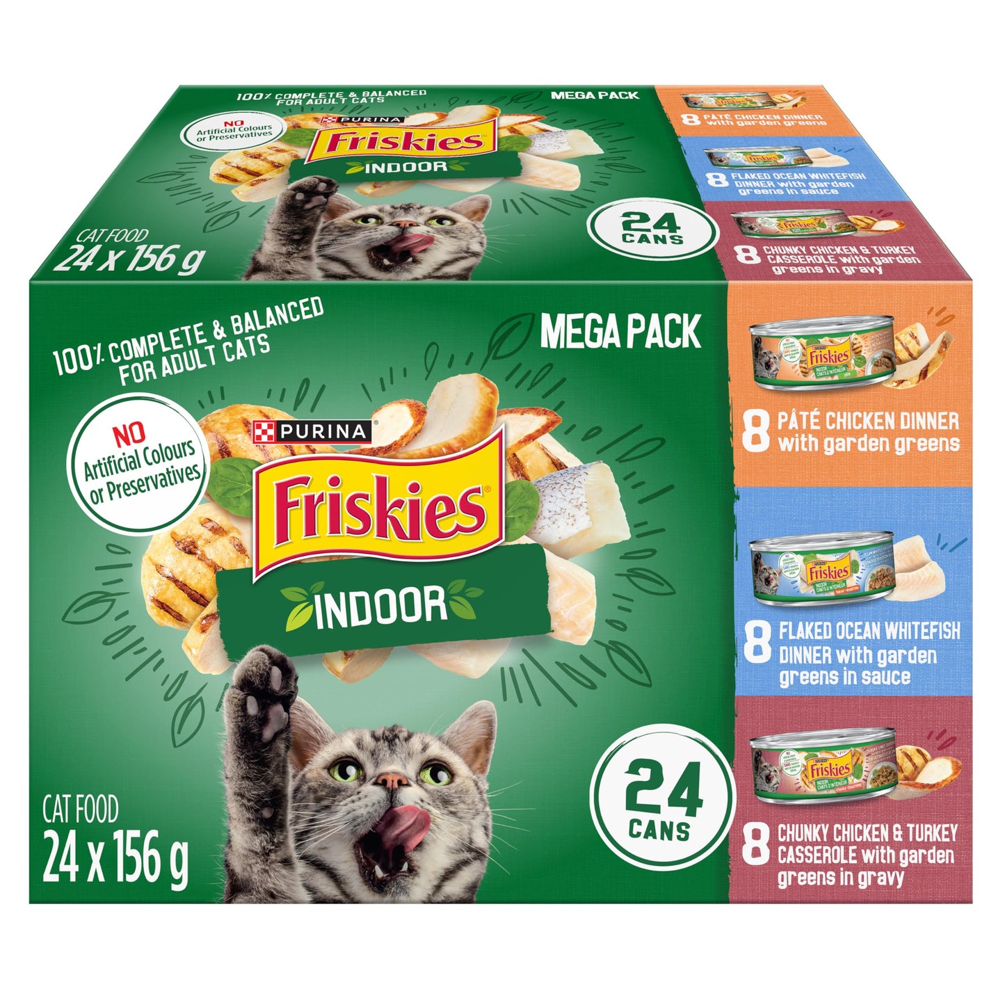 Friskies Indoor Wet Cat Food, Variety Pack 3 Flavours - 156 g Can (24 Pack) 🍁 All In One Marketplace Canada