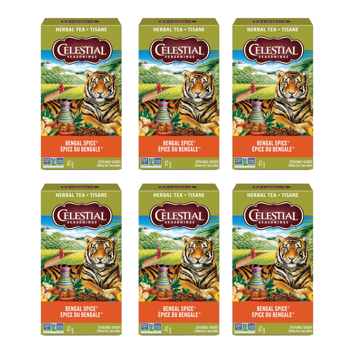 Celestial Seasonings Bengal Spice Herbal Tea, Caffeine Free, 20 Tea Bags Box, 6-Pack 🍁 All In One Marketplace Canada
