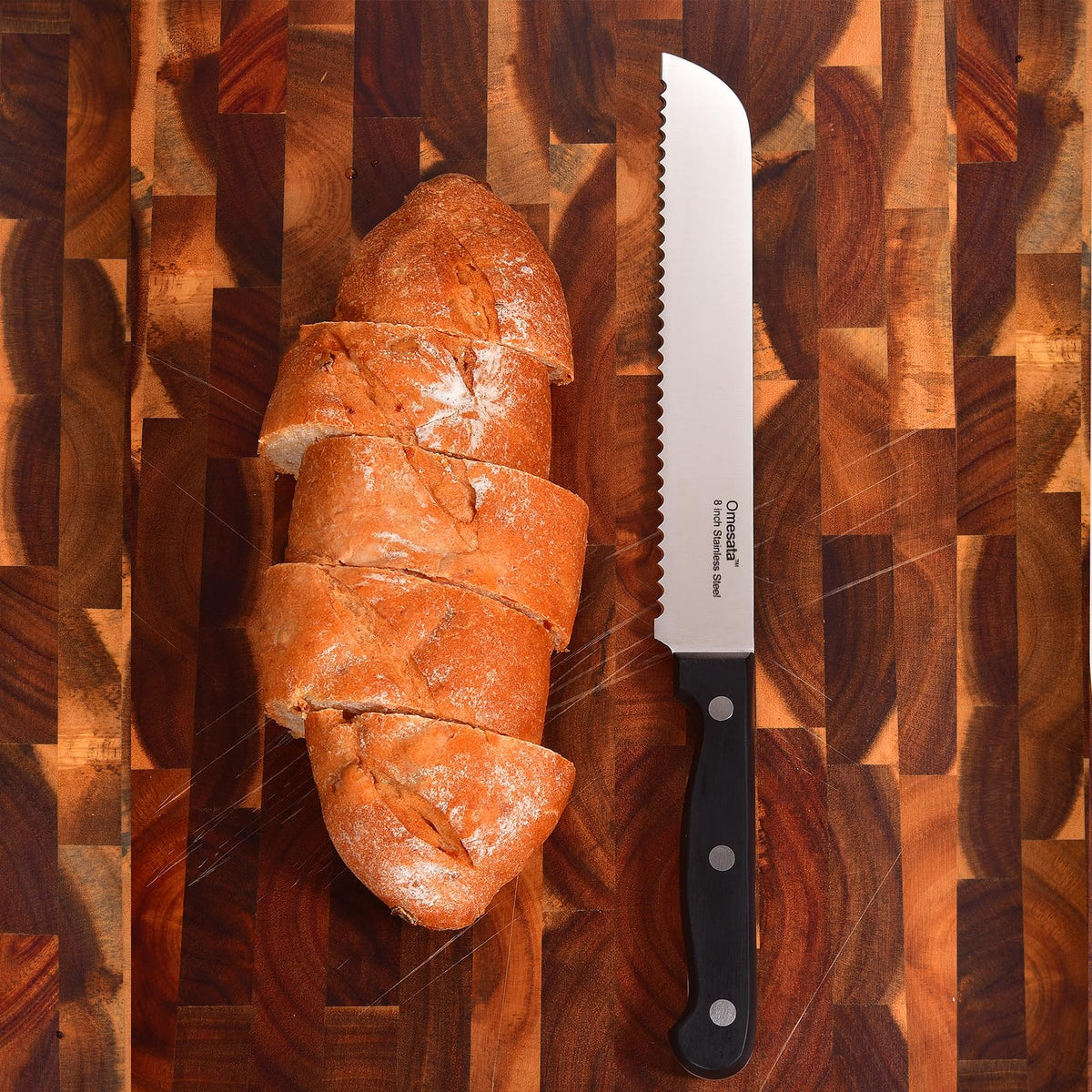 Bread Knife, Serrated 8 inch Bread Knifes for Homemade Bread Sourdough, Blade Razor Sharp and Wavy Edge from Professional Stainless Steel Omesata 🍁 All In One Marketplace Canada
