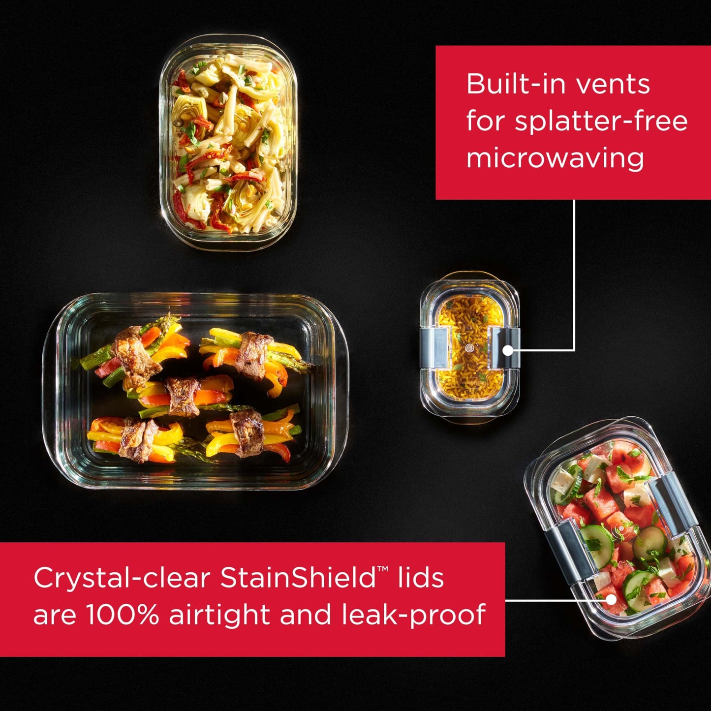 Rubbermaid 2118315 Brilliance Glass Storage 8-Cup Food Containers with Lids, 2-Pack (4 Pieces Total), BPA Free and Leak Proof, Large, Clear 🍁 All In One Marketplace Canada
