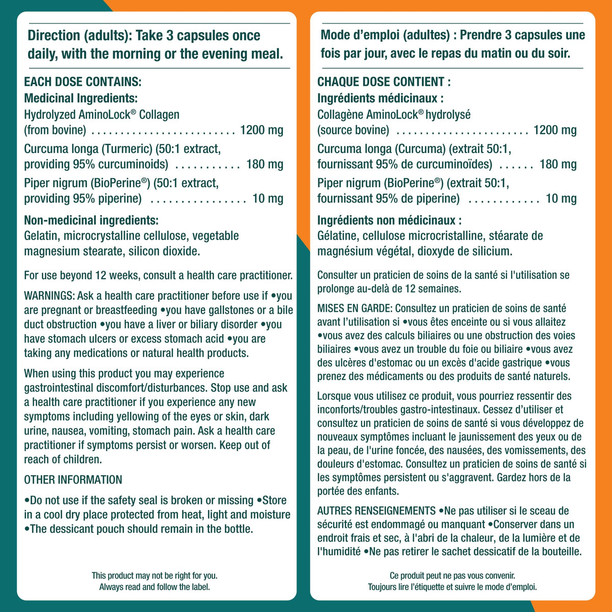 Genacol Anti-Inflammatory (60-Day Supply) – Turmeric Curcumin Supplement with Black Pepper (BioPerine) and Collagen Peptides, Relieves Inflammation, Osteoarthritis Pain Relief, 180 Capsules 🍁 All In One Marketplace Canada