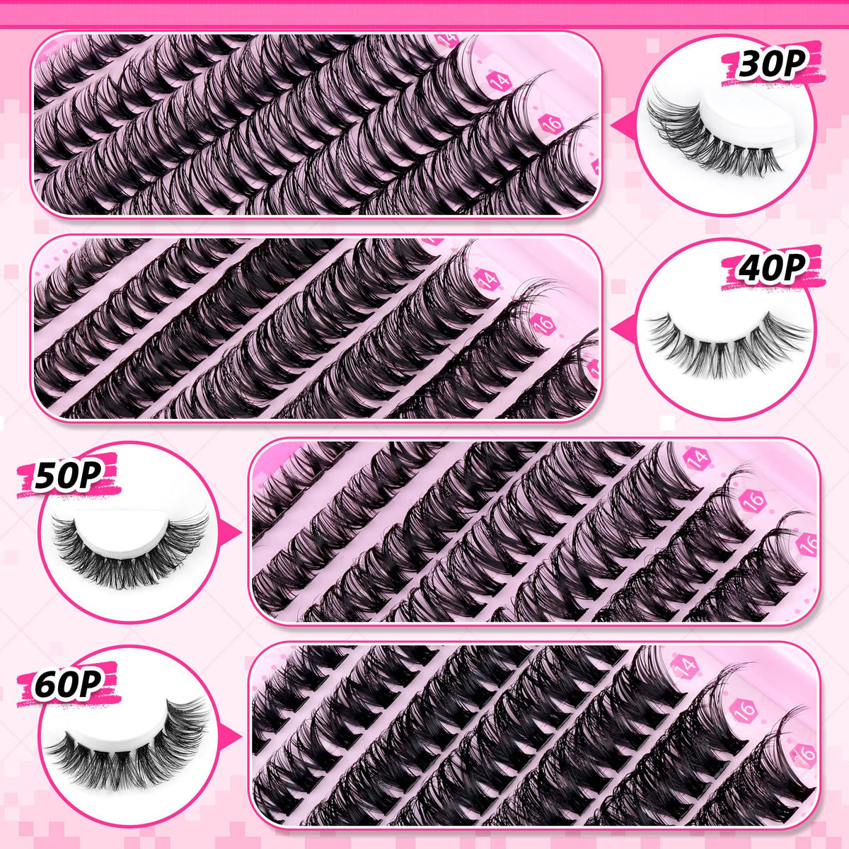 wiwoseo Cluster Eyelash Extensions 560pcs Lash Clusters Wipsy Cluster Lashes D Curl Eyelashes Clusters Individual Lashes DIY Lash Extensions Cluster Eyelash Natural Look Eyelashes (8-16MM) 🍁 All In One Marketplace Canada