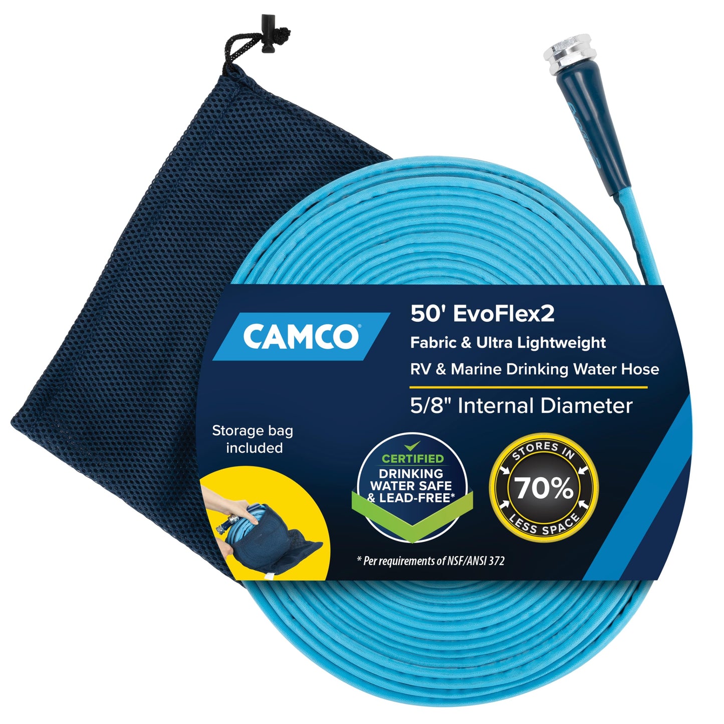 Camco EvoFlex2 50-ft Drinking Water Hose - RV Drinking Water Hose Reinforced with Fabric & Ultra Lightweight - Contains No Lead, No BPA & No Phthalate - Abrasion Resistant (22579) 🍁 All In One Marketplace Canada