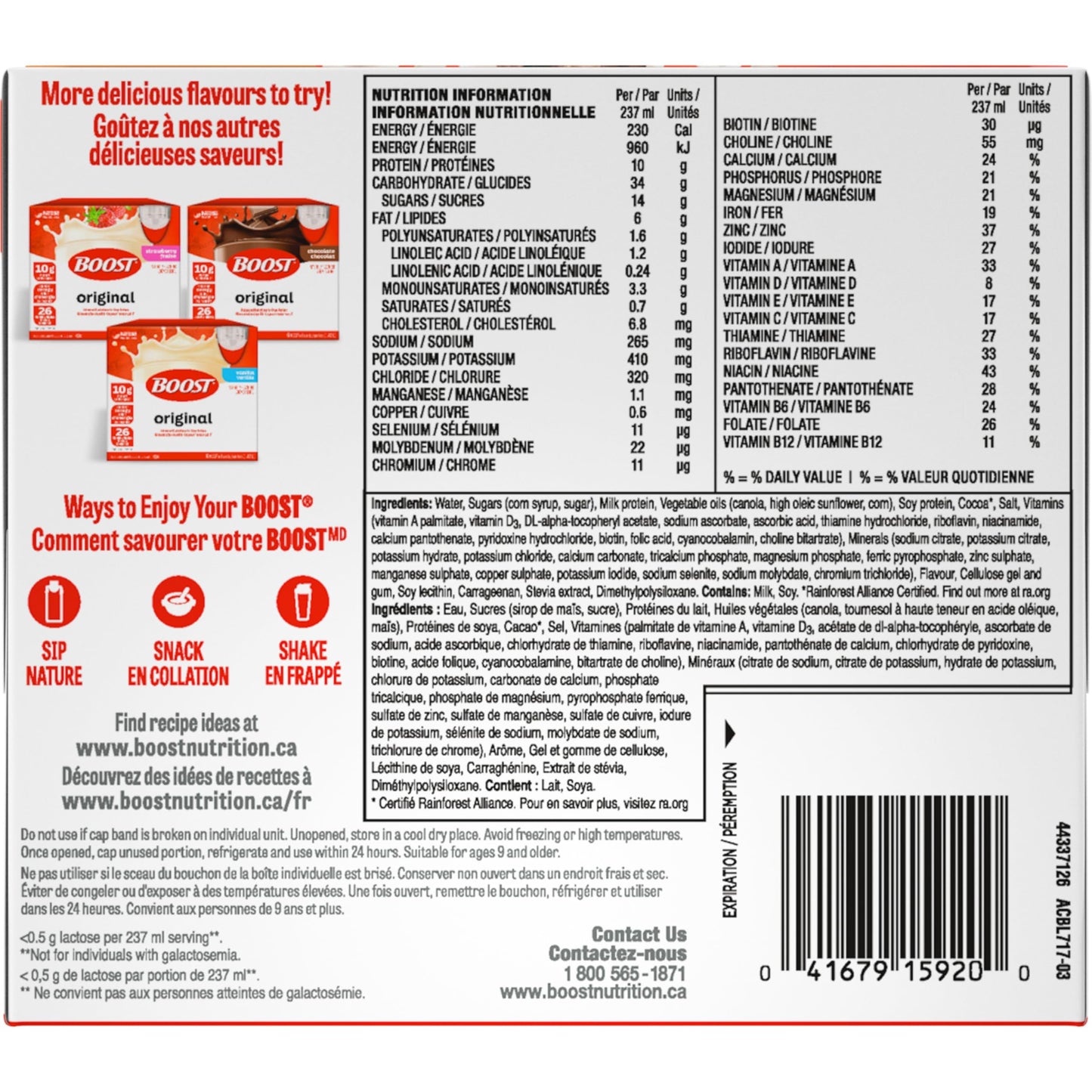 BOOST Original Meal Replacement Drink – Choc Latte, 24 Bottles, 6.1 kg 🍁 All In One Marketplace Canada
